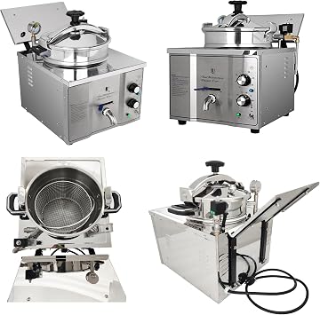 16L Electric Pressure Deep Fryer, Commercial Countertop Pressure Fryer, Stainless Steel High Pressure Fried Chicken Machine