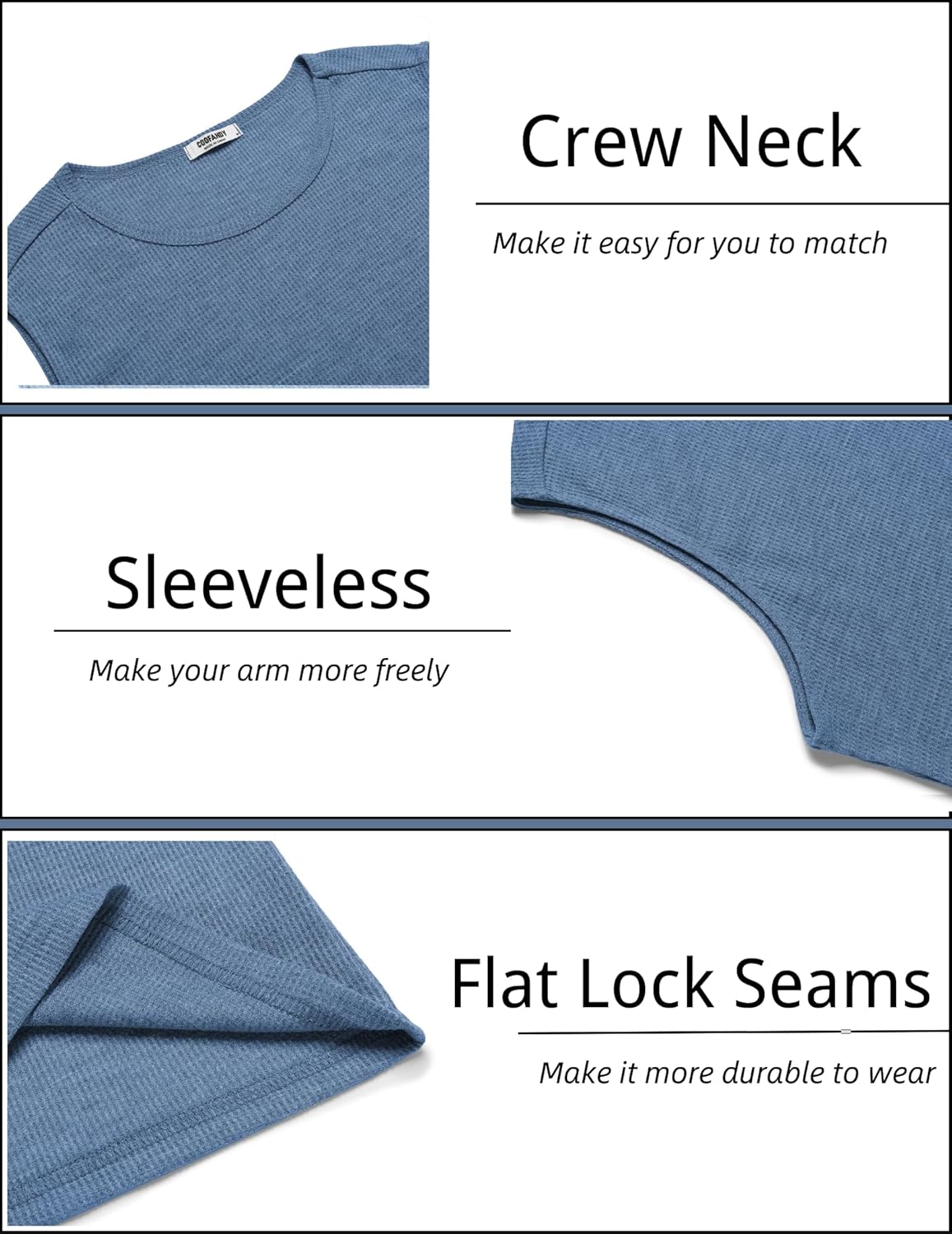 COOFANDY Men's Workout Tank Tops Sleeveless Gym Muscle Tee Shirts 2 Pack Casual Breathable Waffle Knit Tanks - Image 5