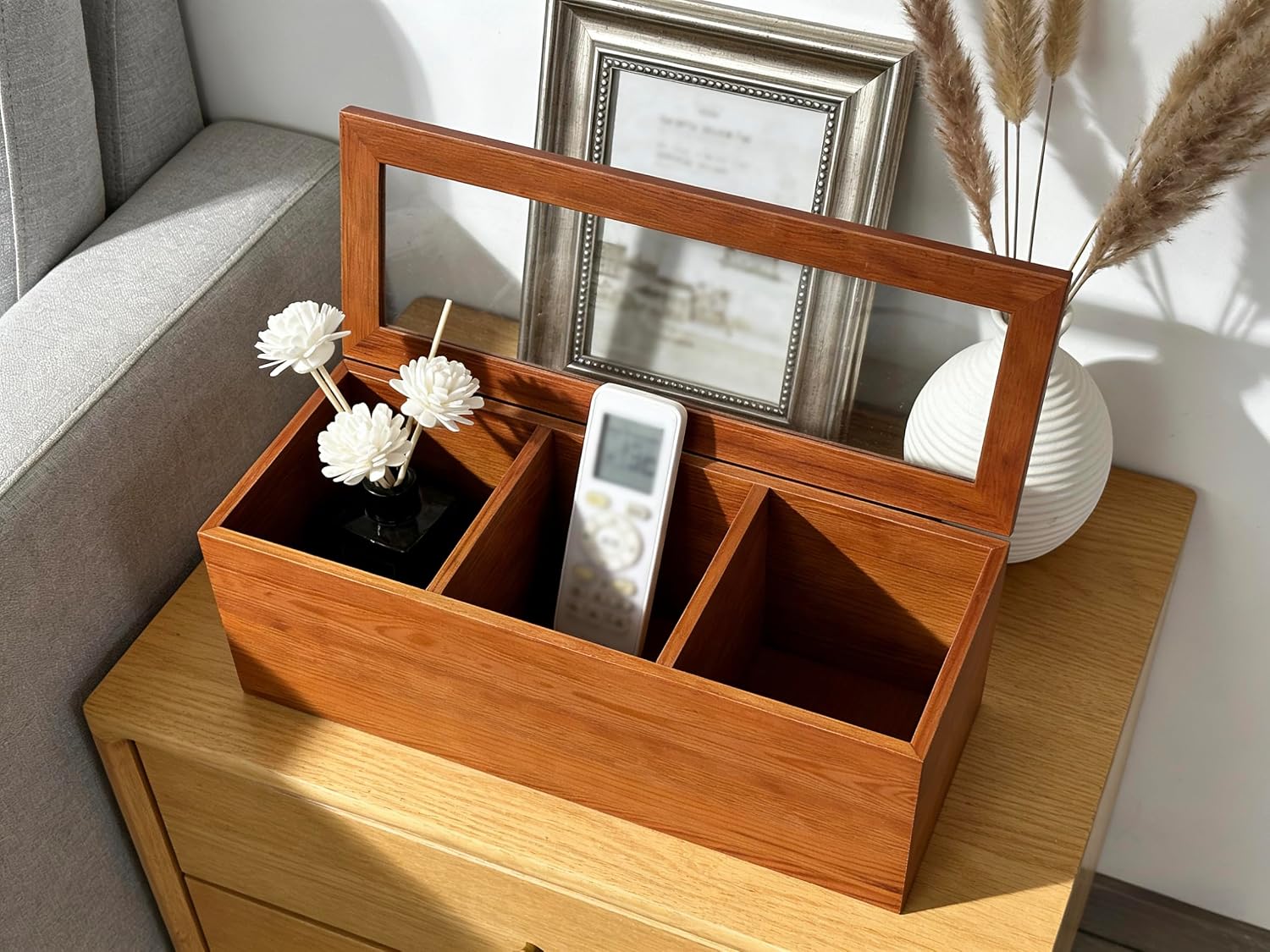 Tank Basket with Lid Wood Toilet Roll Storage Basket - Sections Rectangular Tank Baskets Decorative Box for Kitchen, Pantry and Bathroom,Toilet