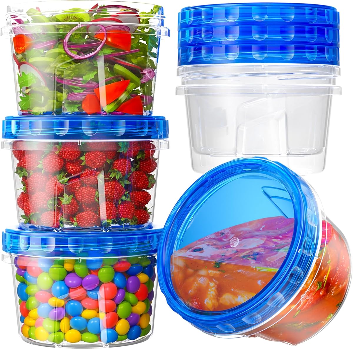 BiuLeon 6 Pack-17oz Freezer Storage Containers, Plastic Food Storage Containers with Twist Top Lids, BPA Free and Reusable Soup Containers with Lid, Microwave and Dishwasher Safe : Baby
