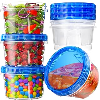 6 Pack-17oz Freezer Storage Containers, Plastic Food Storage Containers with Twist Top Lids, BPA Free and Reusable Soup Containers with Lid, Microwave and Dishwasher Safe - Amazon product rated Grade A