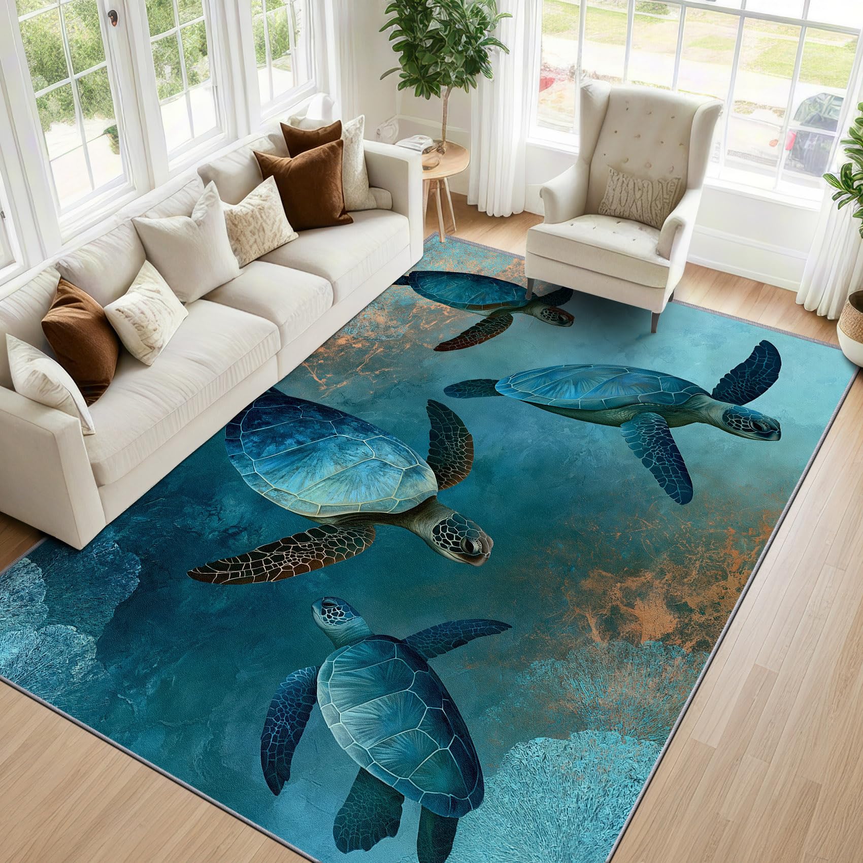 Mistela Meeresschildkröte Teppich 140x200 cm Meeresmotiv