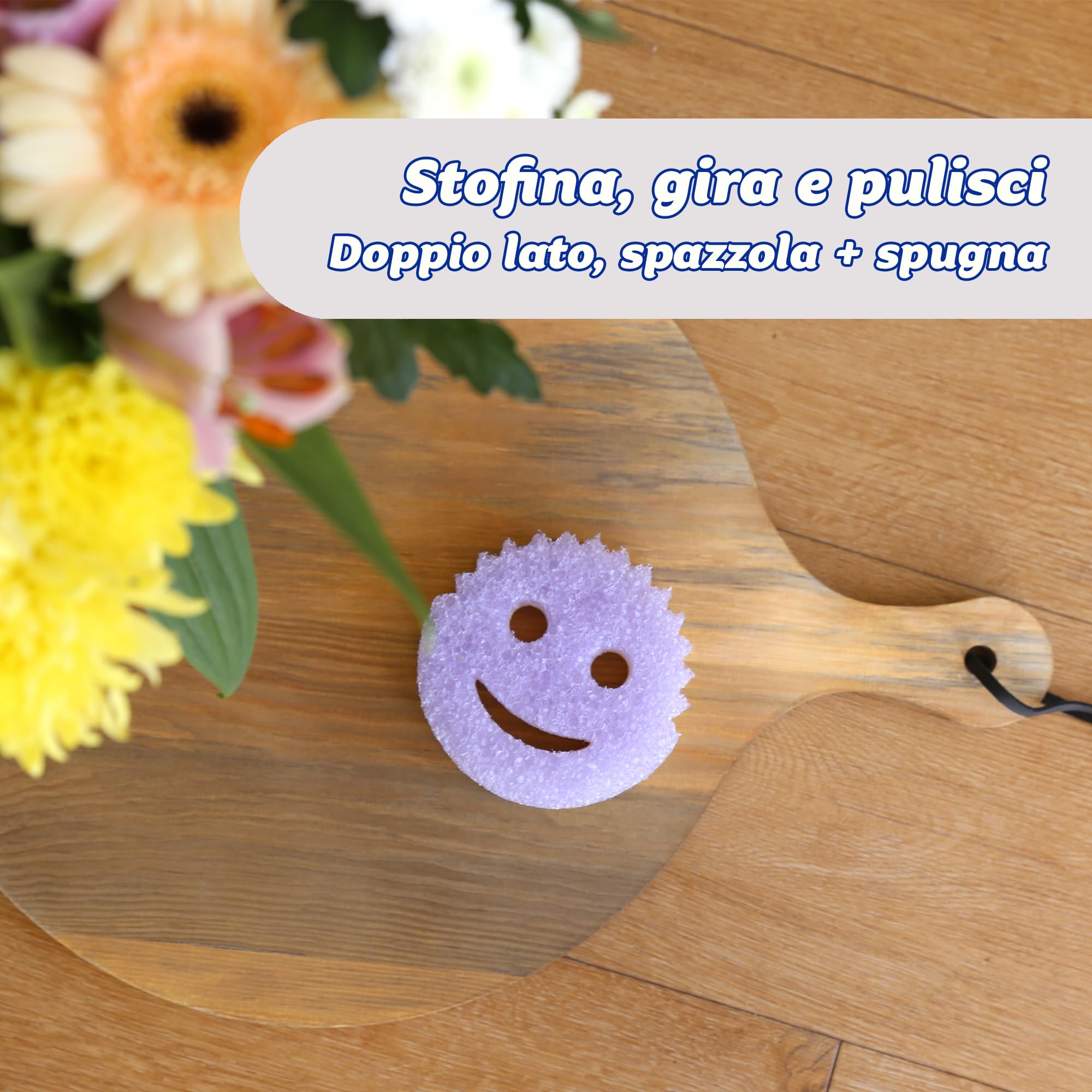 Scrub Daddy Scrub Mommy, Spugna Abrasiva Cucina su Due Lati, Alternativa Prodotti Cucina ai Panni Non Graffiati, Spugna Faccina Sorridente per Lavello, Bagno e Doccia, FlexTexture, Assortita, 4 pz