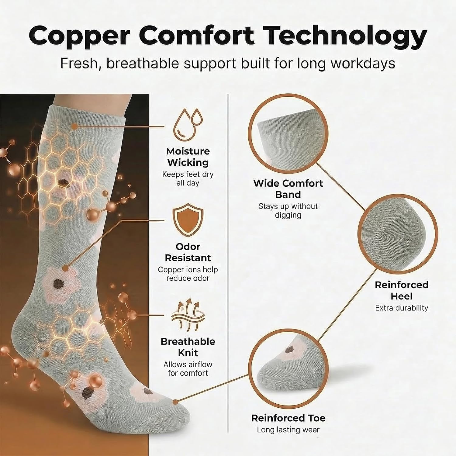Compression Knee-High Socks, Graduated Compression Stockings for Circulation - Running, Athletic, Travel & Recovery