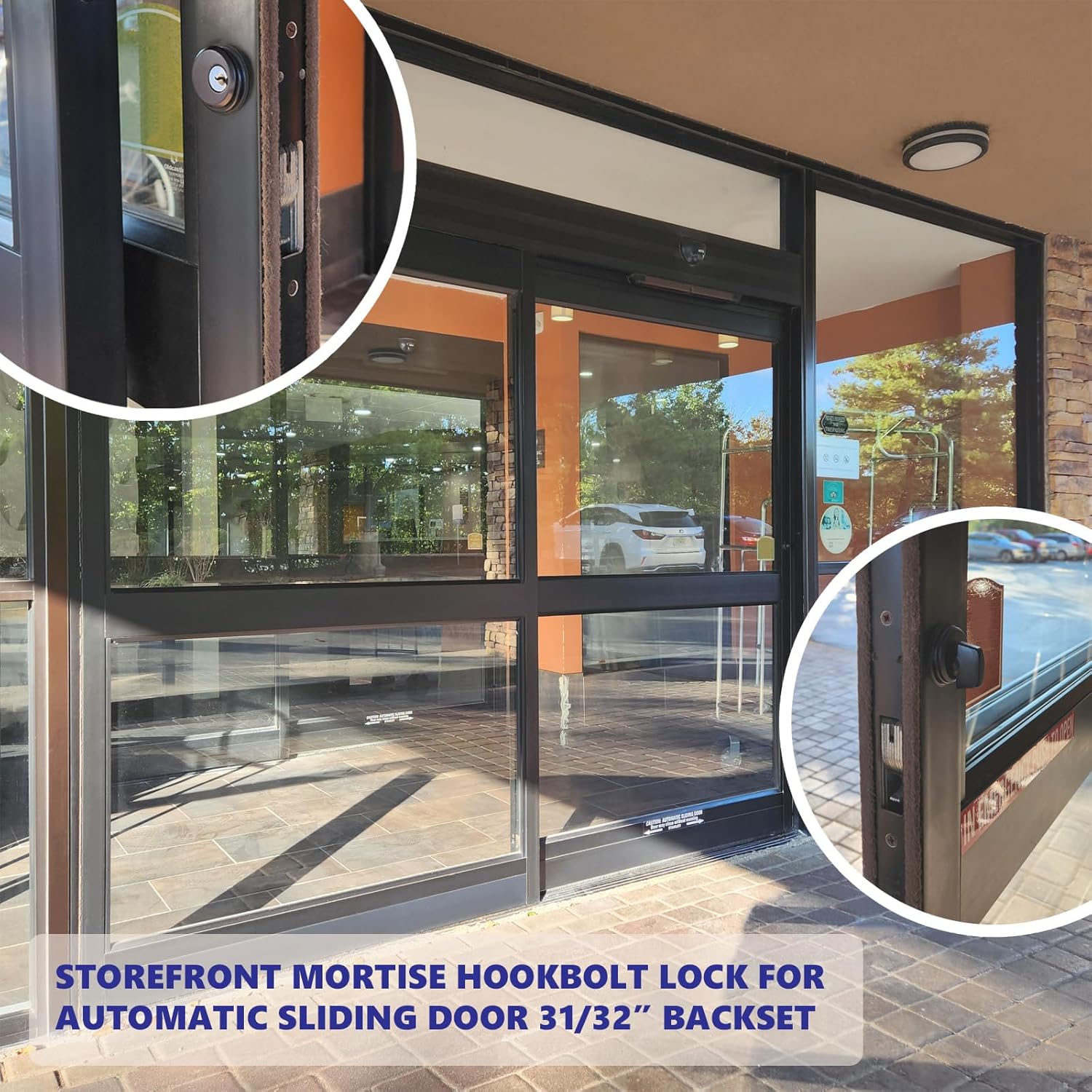Storefront Commercial Door Sliding Door | Mortise Hook Bolt Deadbolt Lock with Key Cylinder & Thumbturn | Hookbolt Key Thumbturn Combo, 31/32" Backset, Aluminum and Duronotic (Aluminum)