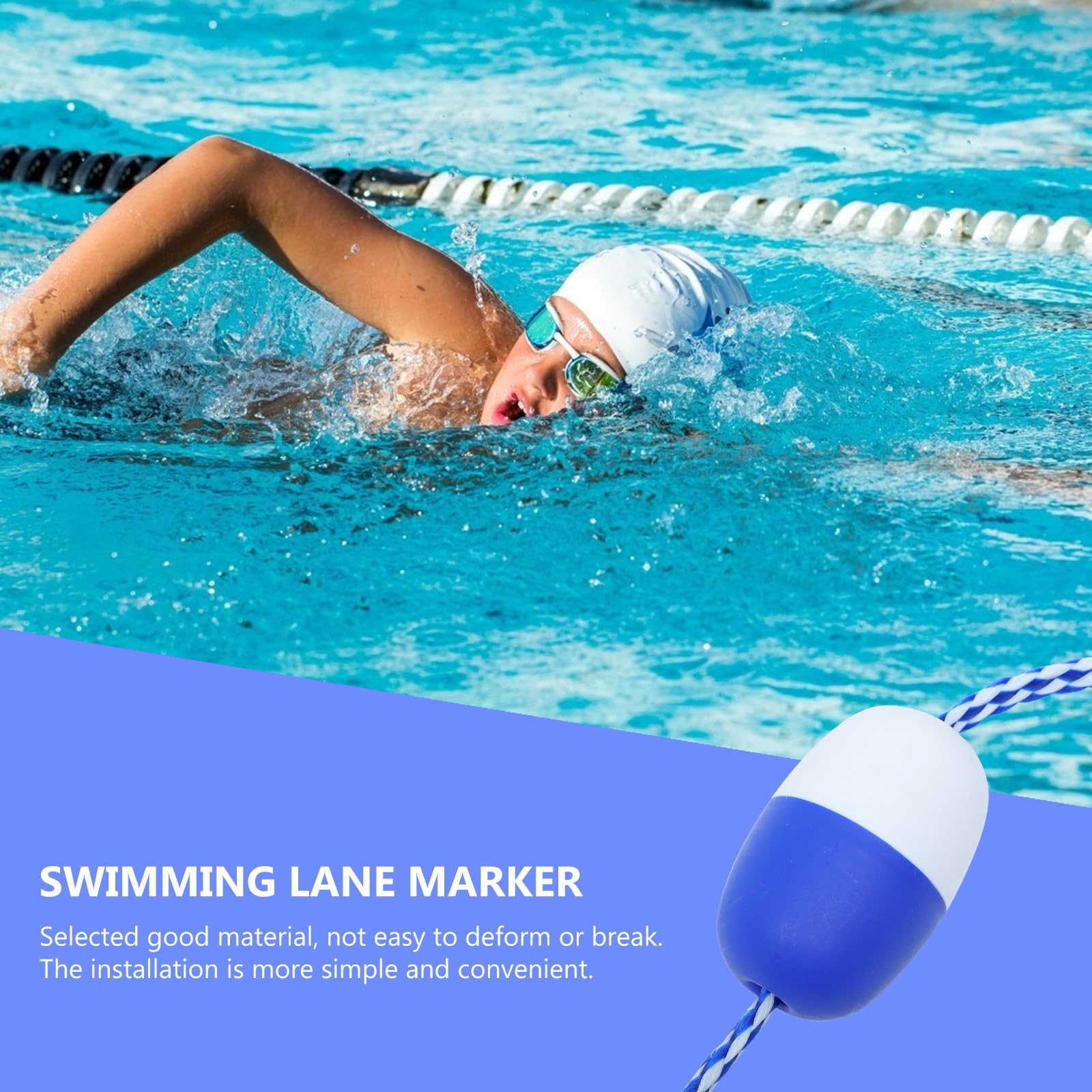 LABRIMP Schwimmbahnmarkierung Schwimmbeckenboje Schwimmbahn Schwimmseil aus Kunststoff mit Haken 5 Meter 11 Bojen zur Abgrenzung von flachem und tiefem Wasser