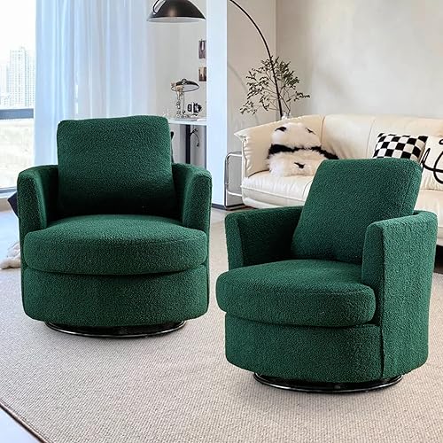 Miniatura 55 de Silla giratoria decorativa, sillas giratorias redondas de felpilla de 31.9 pulgadas de ancho para sala de estar, cómoda y moderna silla giratoria de