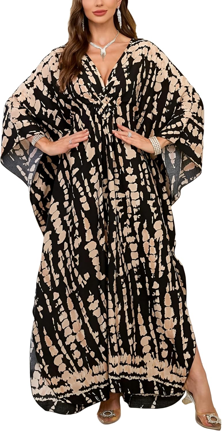 Women’s Kaftan Beach Cover Up Dress Plus Size Summer Swimsuit Loungewear Maxi Dress