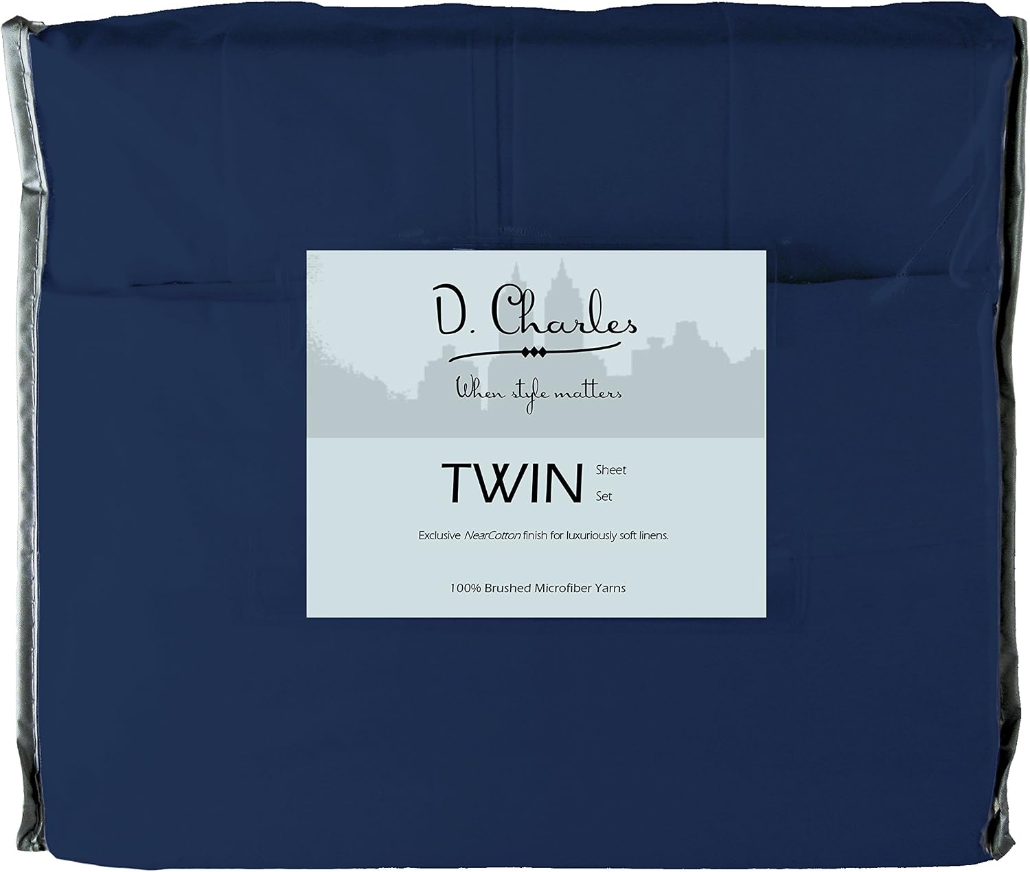 D. Charles Luxury Microfiber Sheets with Near Cotton Finish and 3 Extra Bonus Pillowcases (Navy Blue, Twin)
