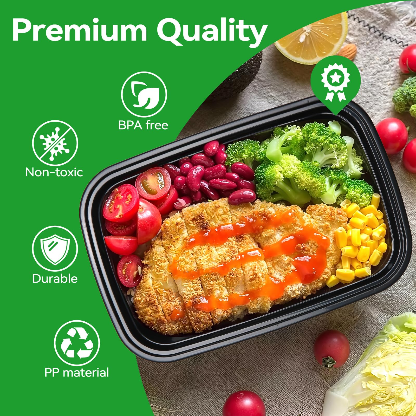 Confezione da 30 contenitori riutilizzabili con 1 scomparto, 828 ml / 28oz, senza BPA, con coperchio, impilabili, per congelatore, microonde, congelatore e lavastoviglie