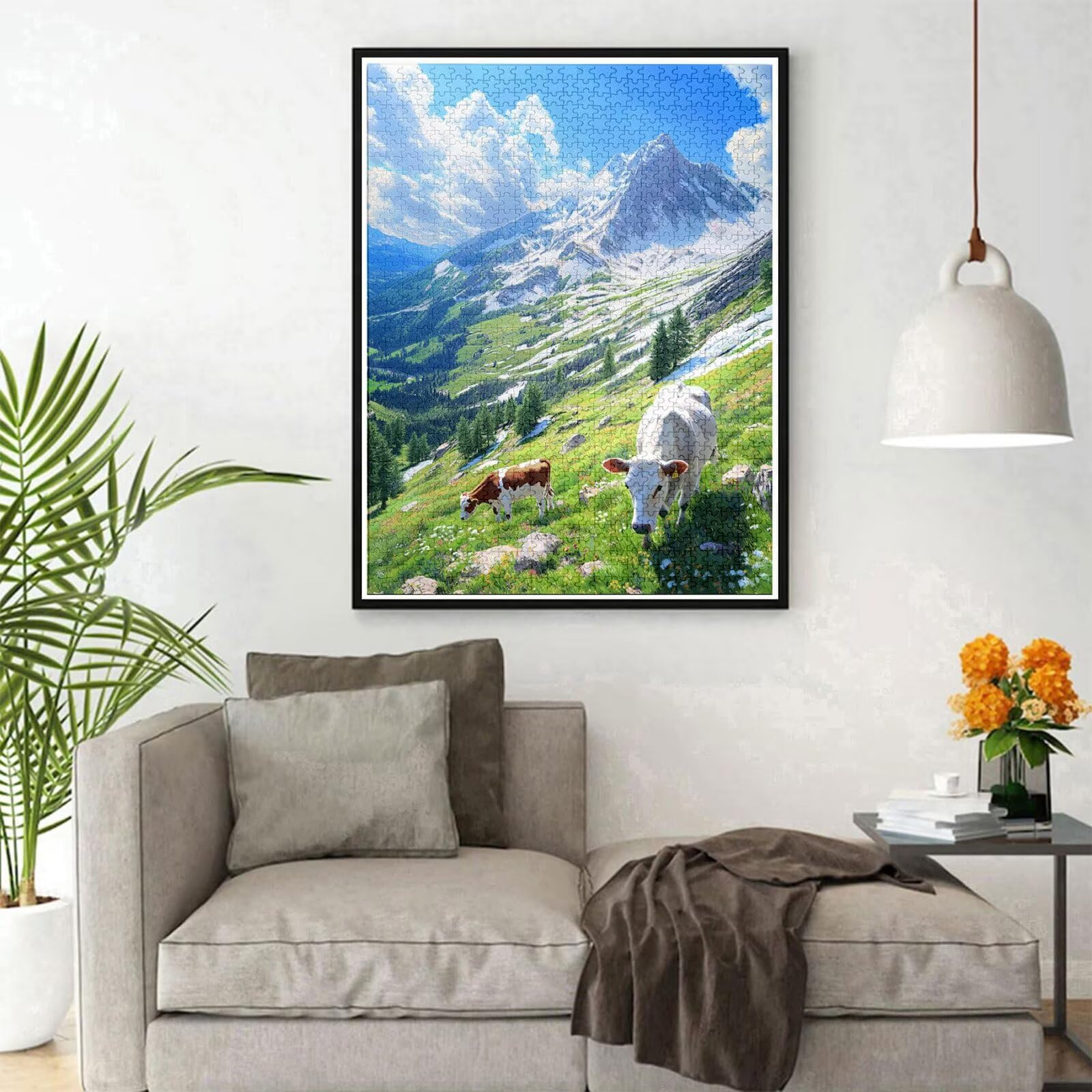 Puzzle 4000 Teile Ochse Puzzle Erwachsene, DIY Groß Puzzelmatten, Holzpuzzle für Erwachsene und Kinder ab 12 Jahren Wooden Jigsaw Wiese Geschicklichkeitsspiel für Die Ganze Familie, Geschenke D-848
