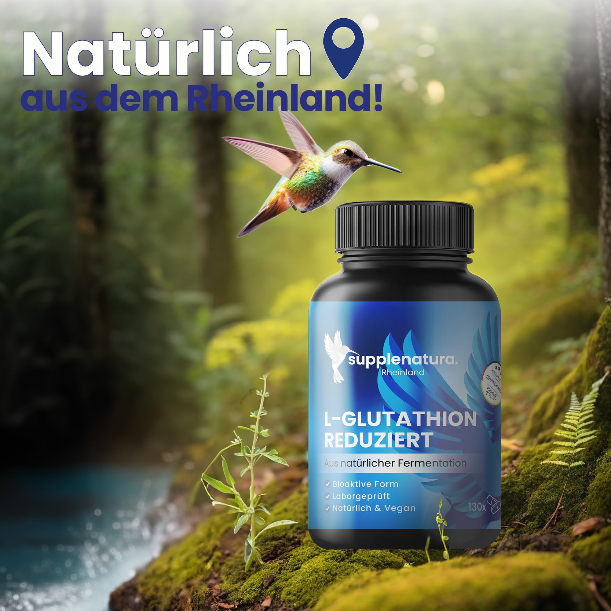 L GLUTATHION | 500 mg PURES L-Glutathion | 130 Kapseln | reines aktiviertes Gluthation von SUPPLENATURA®