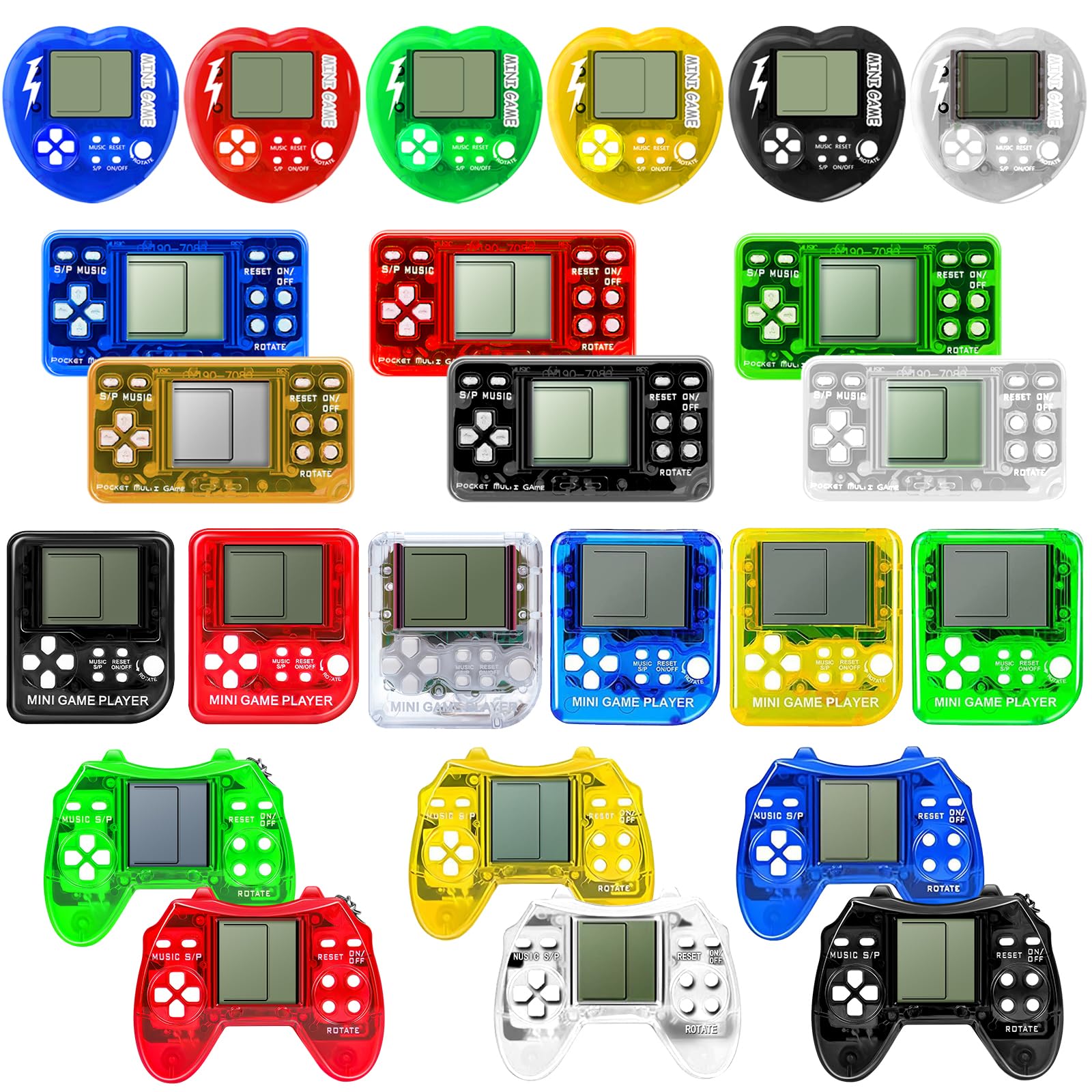 SSRMX 24Pcs Video Game Party Favors Valentines Day Gifts for Kids, Mini Game Keychain Arcade Party favors Birthday Supplies Classroom Prizes for Boys