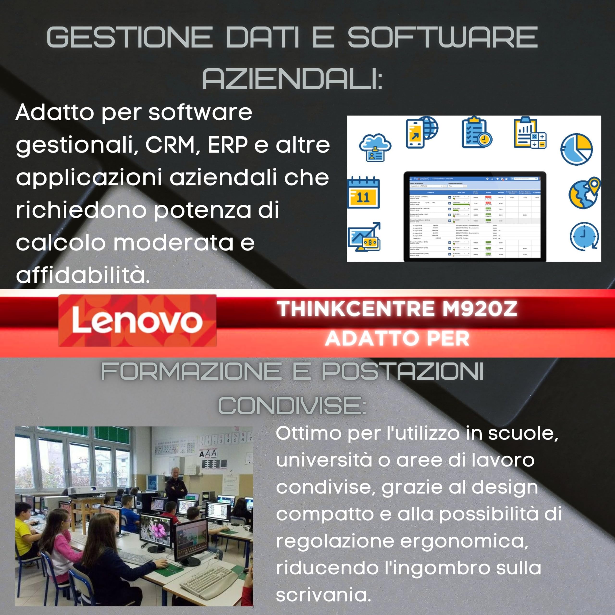 Lenovo PC fisso All-in-One, Display 24 "FHD, Intel i5-8500, 16GB RAM, SSD 512GB, Windows 11 Pro, Office 2021, WiFi, Bluetooth (Ricondizionato)