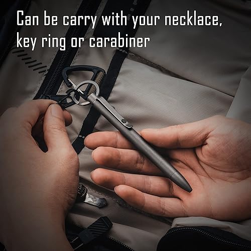 Miniatura 10 de KeyUnity KP03ST Bolt Action Pen with Clip, Titanium Alloy EDC Pocket Pen Retractable Metal Ballpoint Pen for Everyday Carry