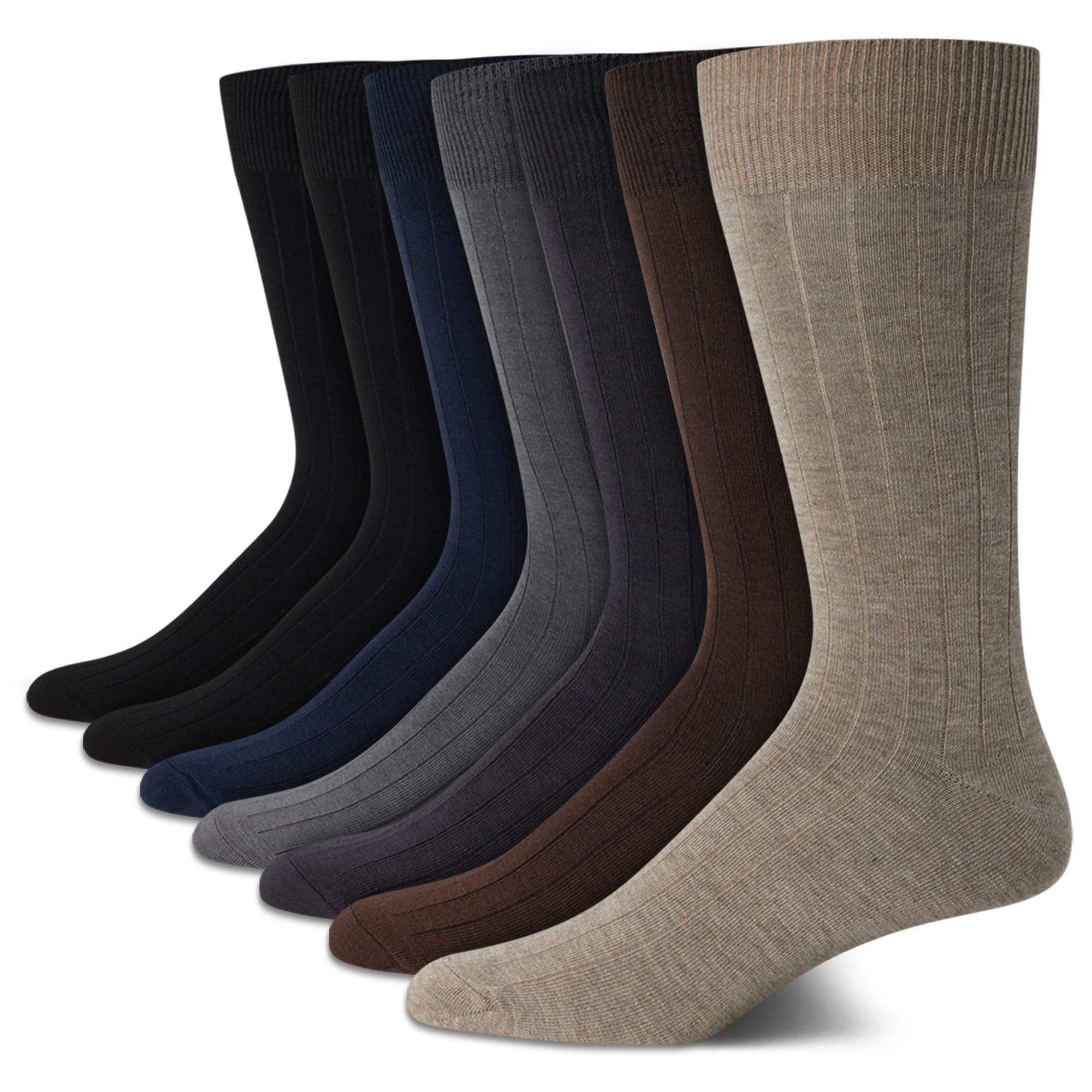 Van Heusen Mens Dress Socks - 7 Pack Soft Stretch Moisture Wicking Crew Socks for Men for Casual