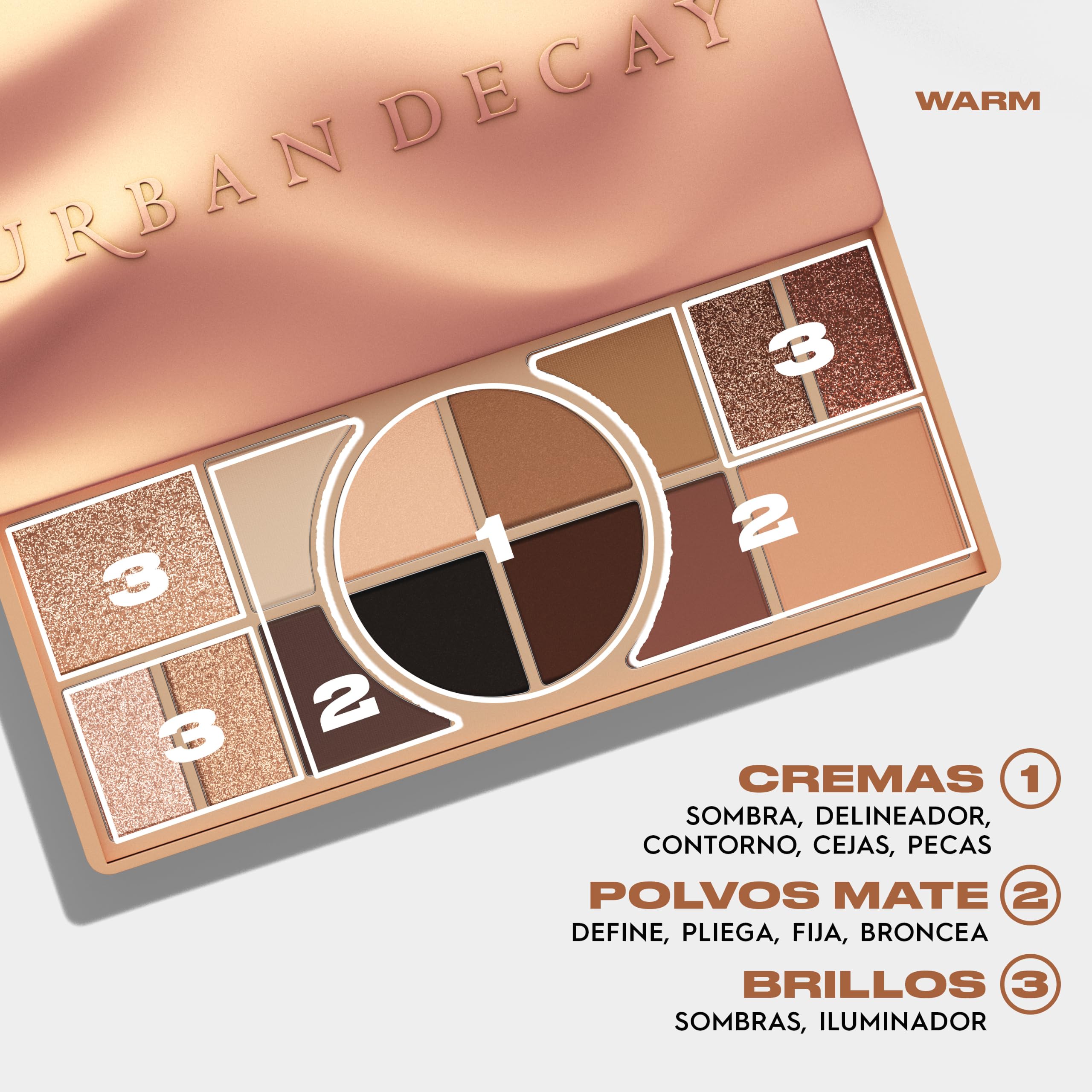 Urban Decay, Naked Shaped Warm, Paleta de Sombras de Ojos Neutras, 14 tonos multiusos para looks versátiles en acabados crema, mate y brillante