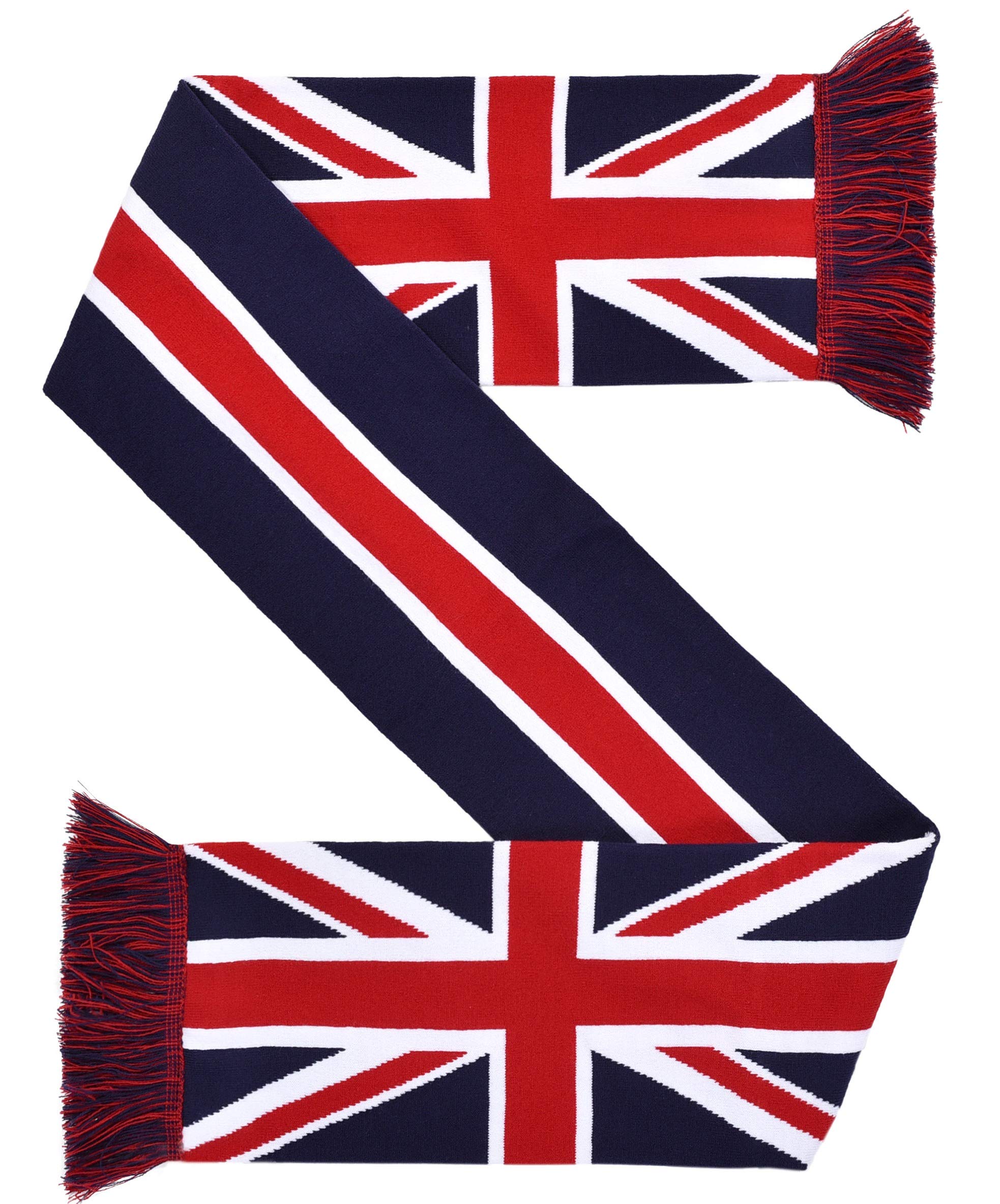 Euroscarves Union Jack Wielka Brytania flaga Wielkiej Brytanii HD dzianinowy szalik, Biały czerwony, fits all