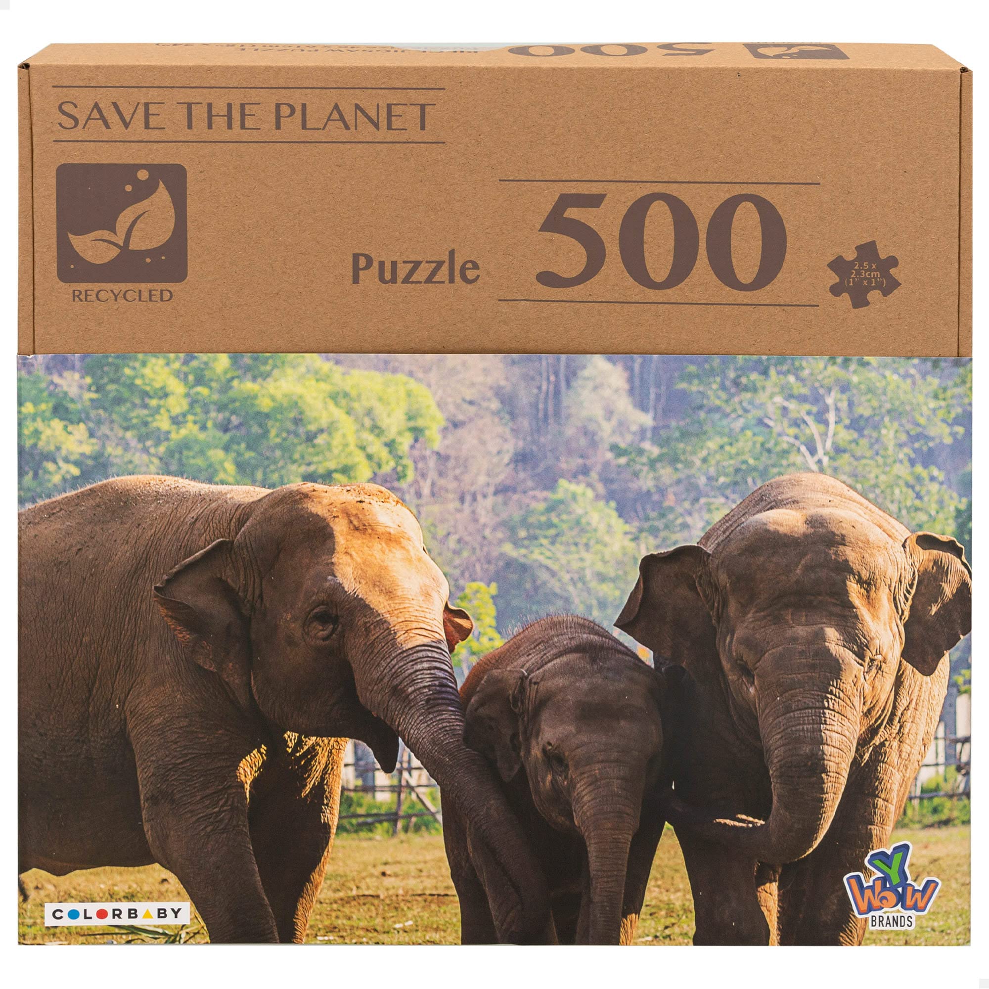 ColorBaby 46967 - Puzzle Elefante para Adultos y niños 500 Piezas/Puzzles Originales, Juegos en Familia/Puzzle de Animales, Juegos Puzzles/Juguetes educativos