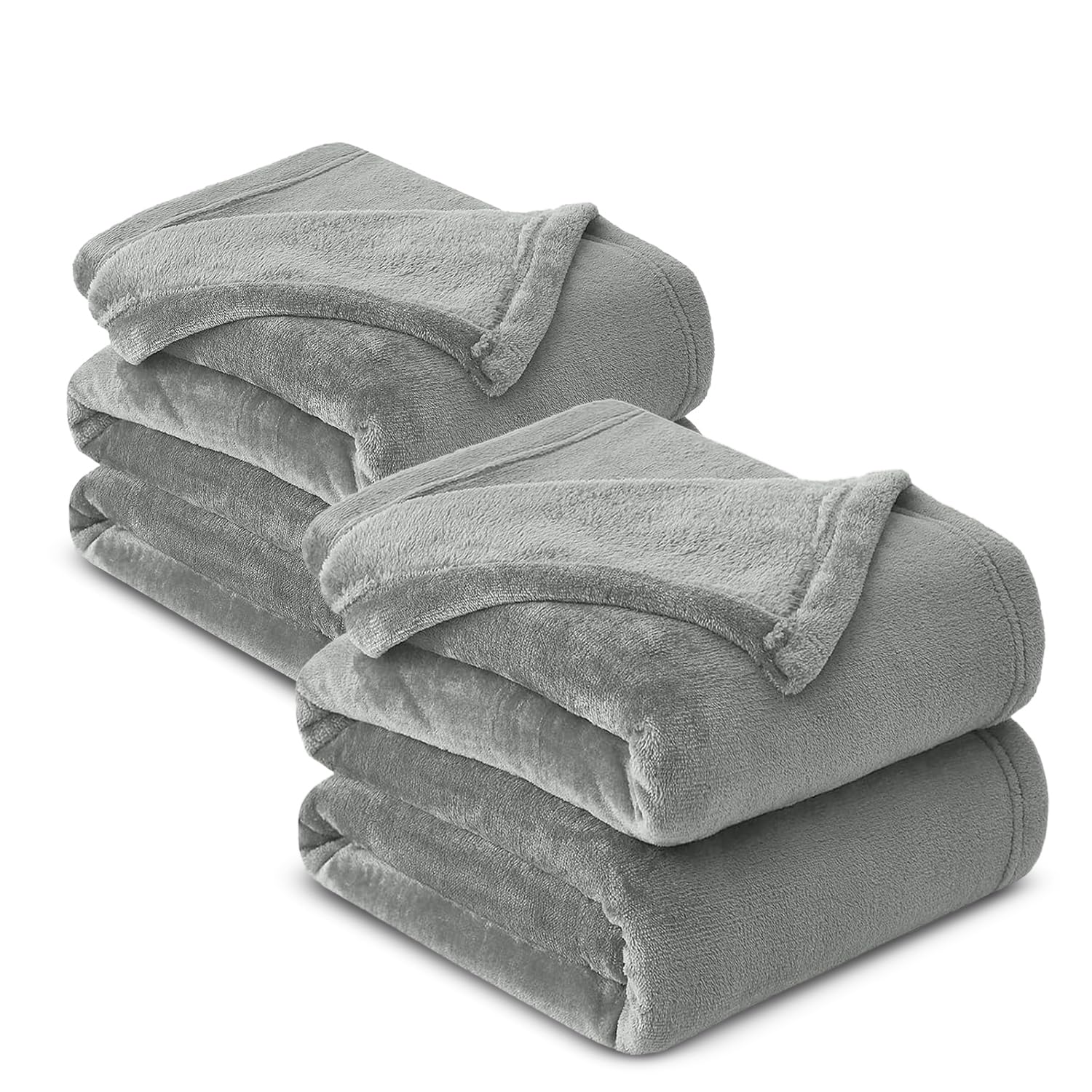 Hafaa Fleece Blanket Throw King Size XXL Pack of 2 - Fluffy Soft Warm Versatile Extra Large Cosy Throws Blankets for Bed/Sofa/Couch, Silver Grey, 230x270cm โ image 1