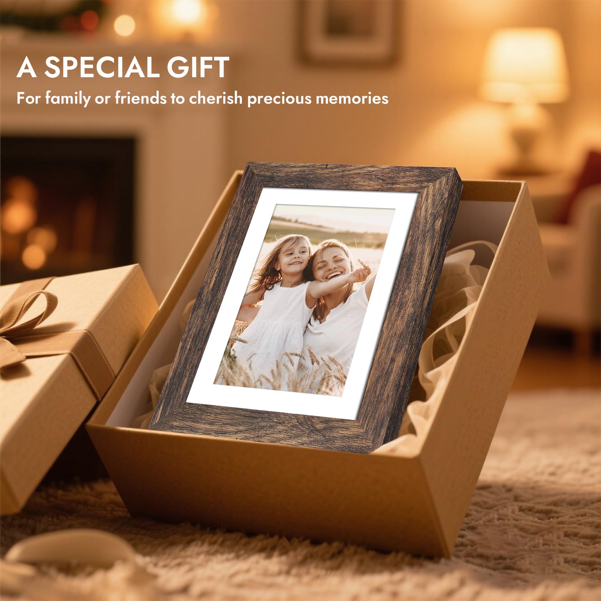 8x10 Picture Frame with Real Glass Wood Frame (Rustic Brown, 1 Pack) T52182
