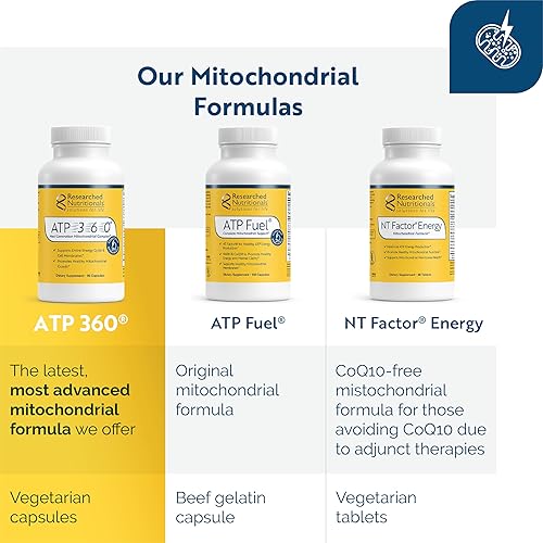 Miniatura 3 de Researched Nutritionals ATP 360 - Complejo de energía mitocondrial y celular - Suplemento de ácido lipoico R, fosfatidilcolina, NADH, PQQ y CoQ10
