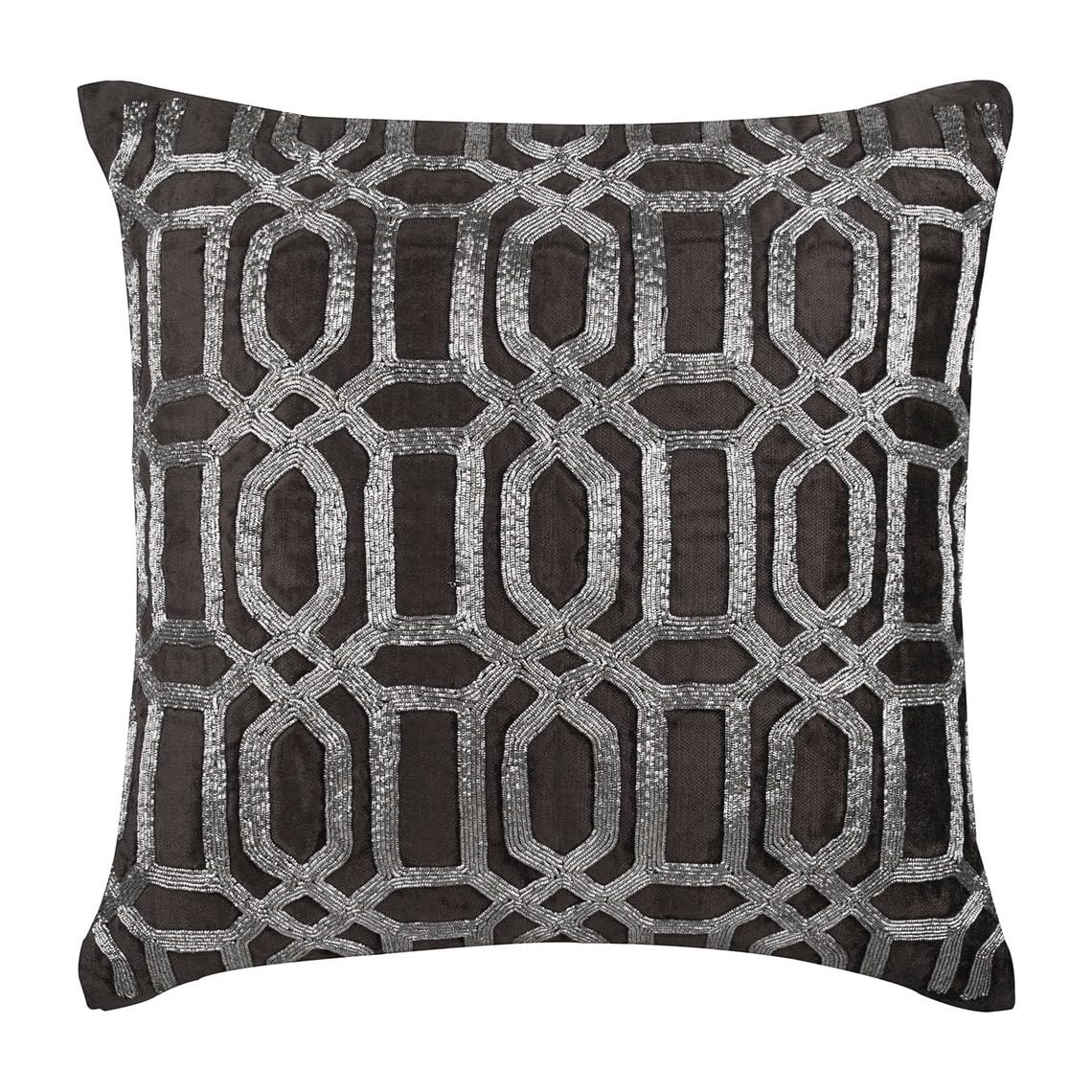 The HomeCentric Grigio 65x65 cm Art Silk Federa, Grata, Traliccio