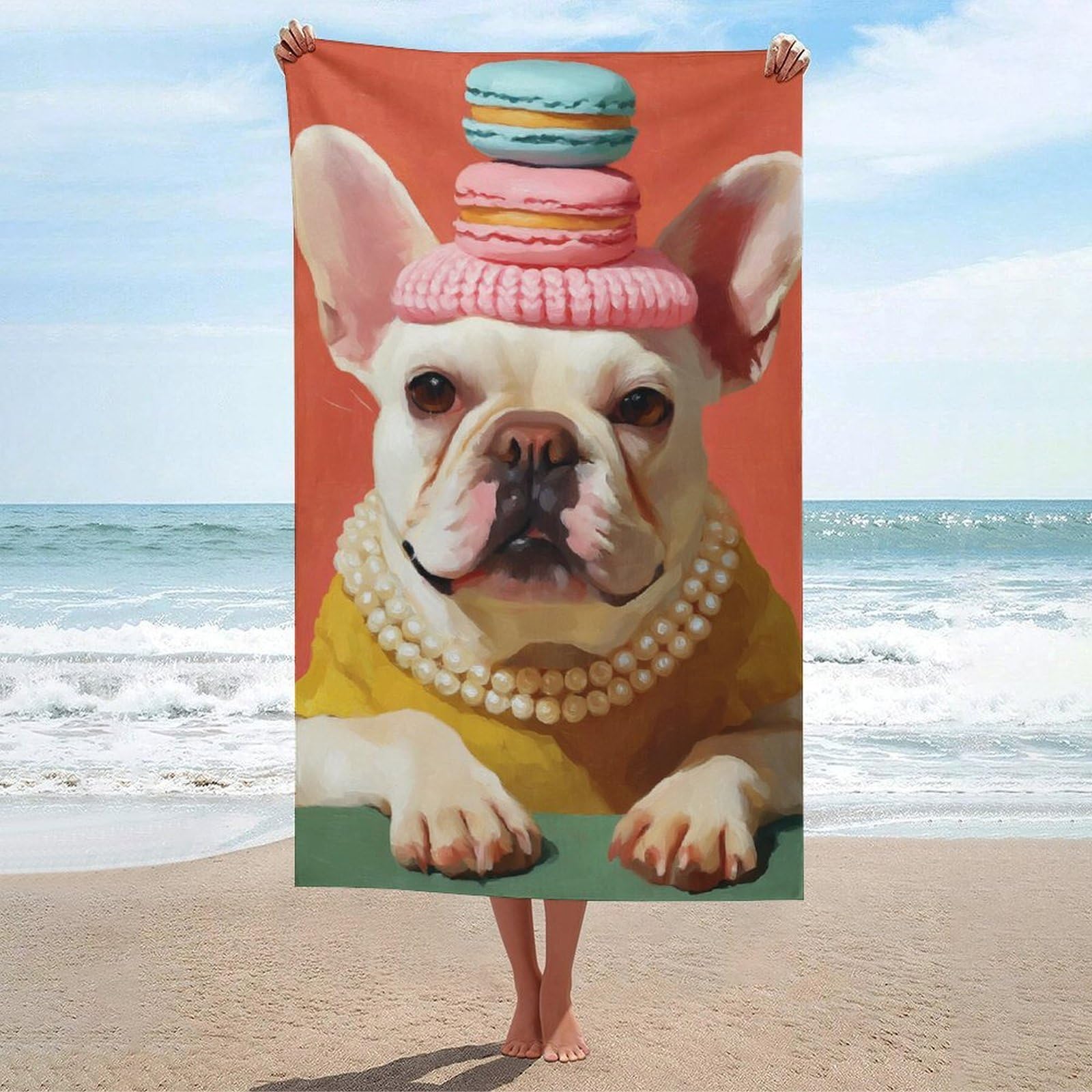 asbwuo Funny French Bulldog Beach Towel