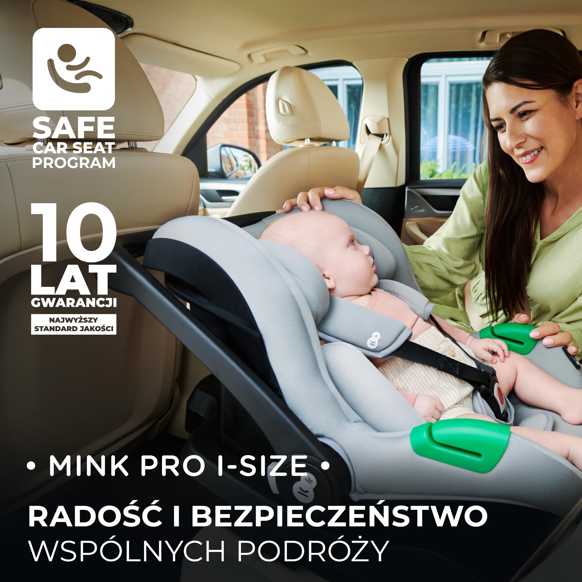 Kinderkraft MINK PRO FX, Fotelik z Bazą, i-Size R129, od urodzenia do 13 kg, 40-75 cm, Fotelik Samochodowy, Fotelik Dziecięcy, RWF, ISOFIX, Systemy Bezpieczeństwa, Wkładka z pianki Memory, Czarny