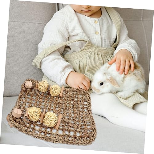 Miniatura 5 de Placa de molienda para el cuidado de los dientes de conejo, tablero de madera, jerbos de actividad, juguetes para pequeños bichos, tapete de conejo