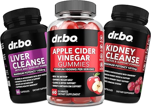 ACV Gummies & Liver Kidney Cleanse - Gomitas de vinagre de sidra de manzana de 1000 mg y cápsulas de desintoxicación renal para la digestión, la
