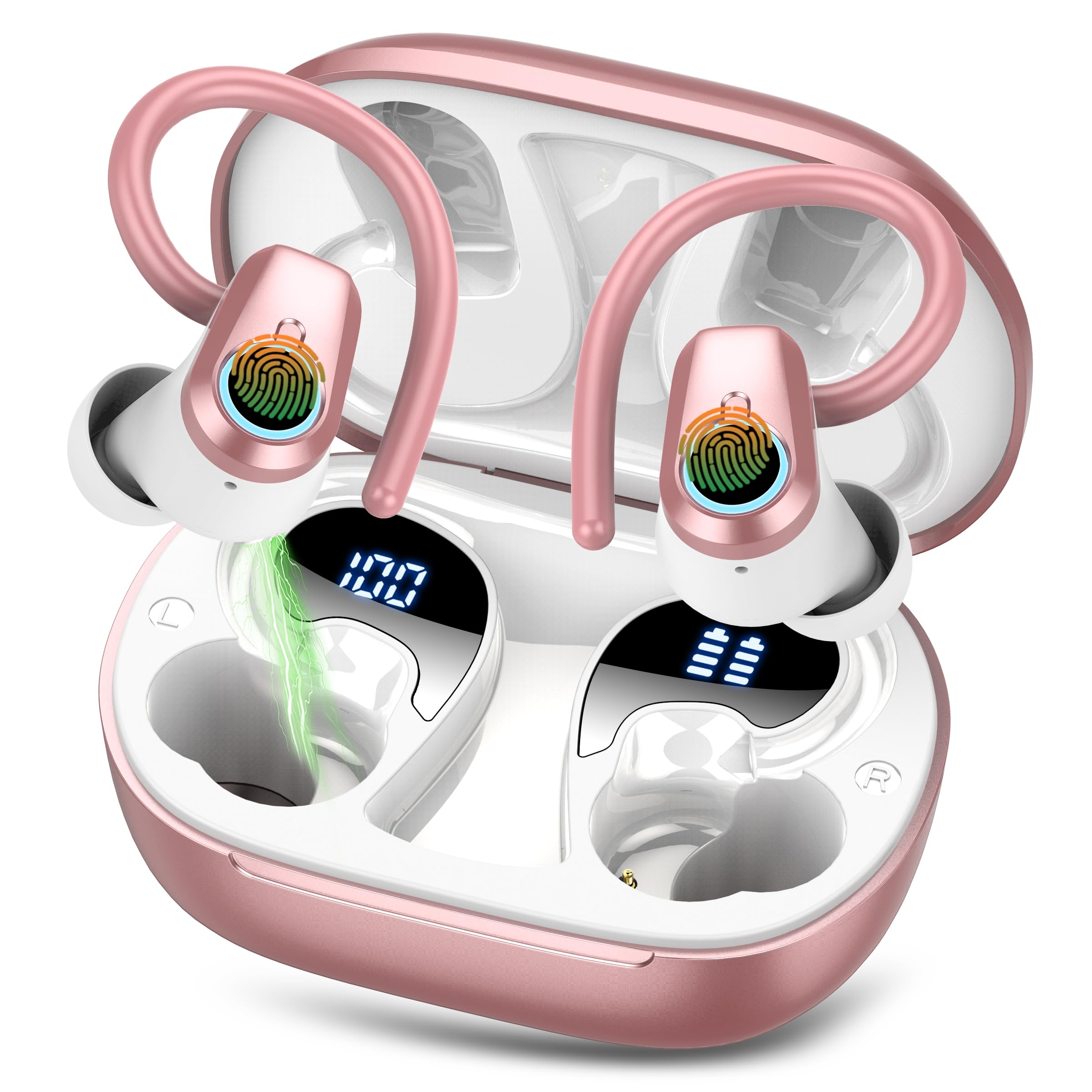 Cuffie Bluetooth 5.3 Con Display LED | 50 Ore Autonomia | Impermeabili IPX7 | Cancellazione Rumore ENC