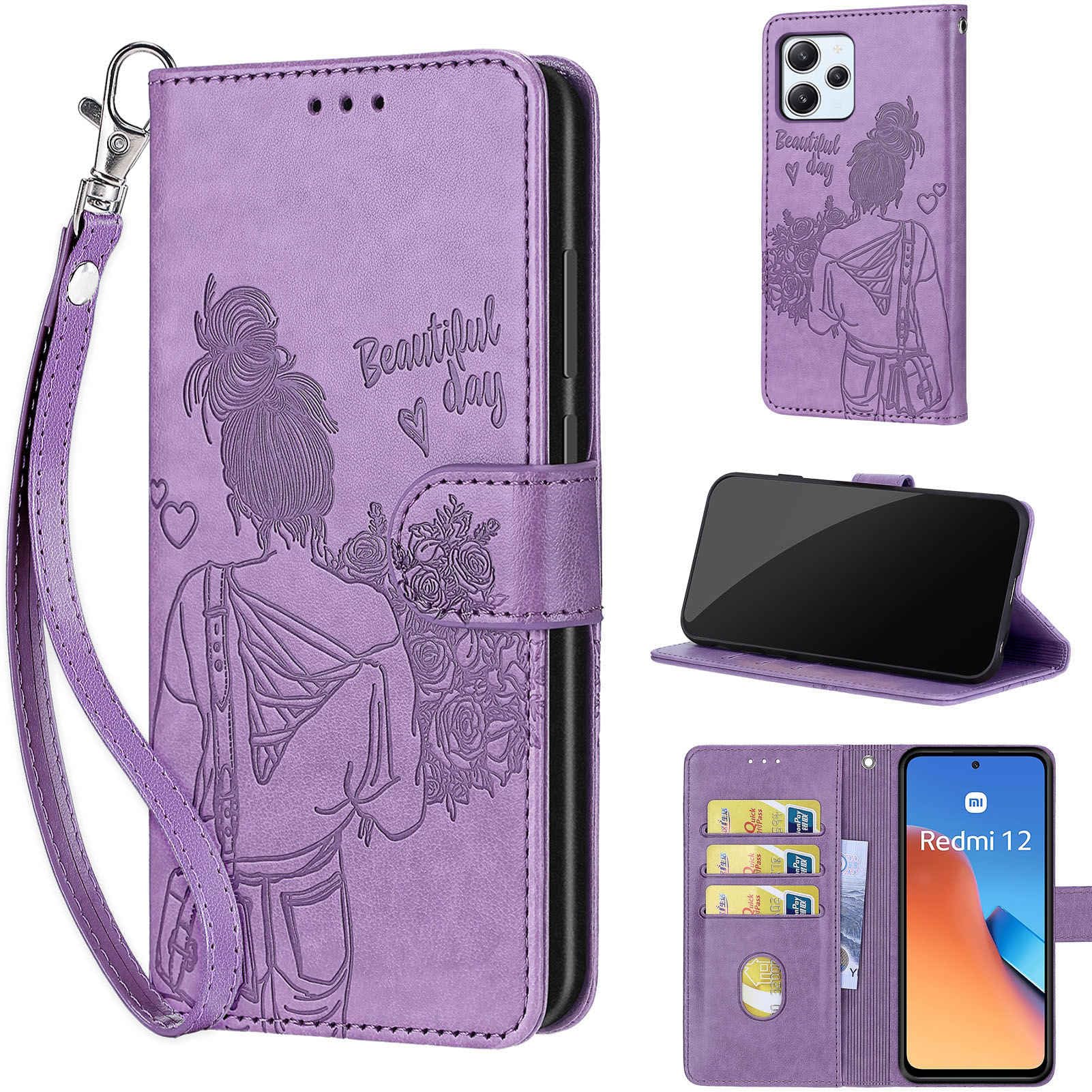 Cover Compatibile con Xiaomi Redmi 12 4G / 12 5G / Note 12R, Premium Pelle PU Portafoglio Flip Libro Custodia per Xiaomi Redmi 12 4G / 12 5G / Note 12R / Xiaomi Poco M6 Pro 5G