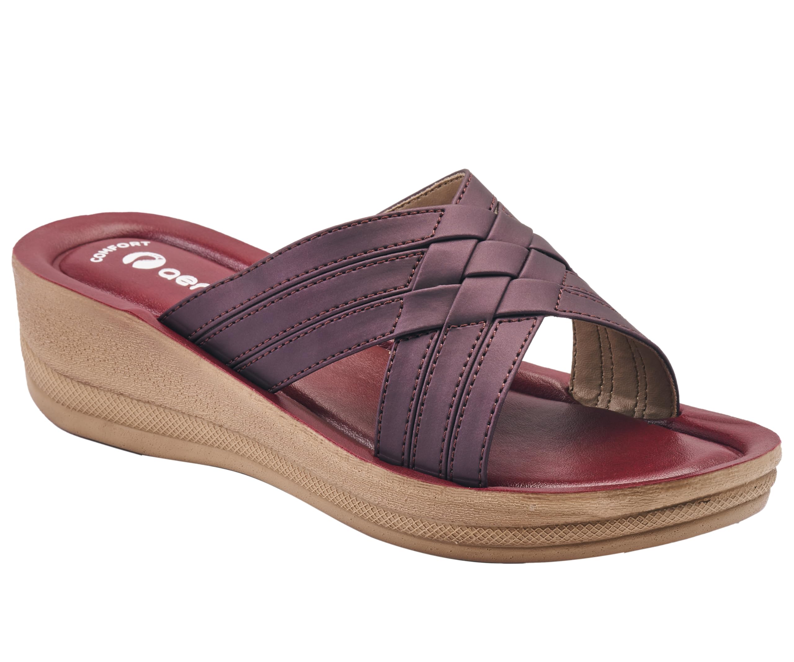 Cushion Comfort Platform Heel Slippers for Women | Elegant Metalic Finish Upper | Comfortable Padded Footbed | Anti-Skid & Durable Mid Heel Slippers for Girls | Ideal for Daily wear-image-19