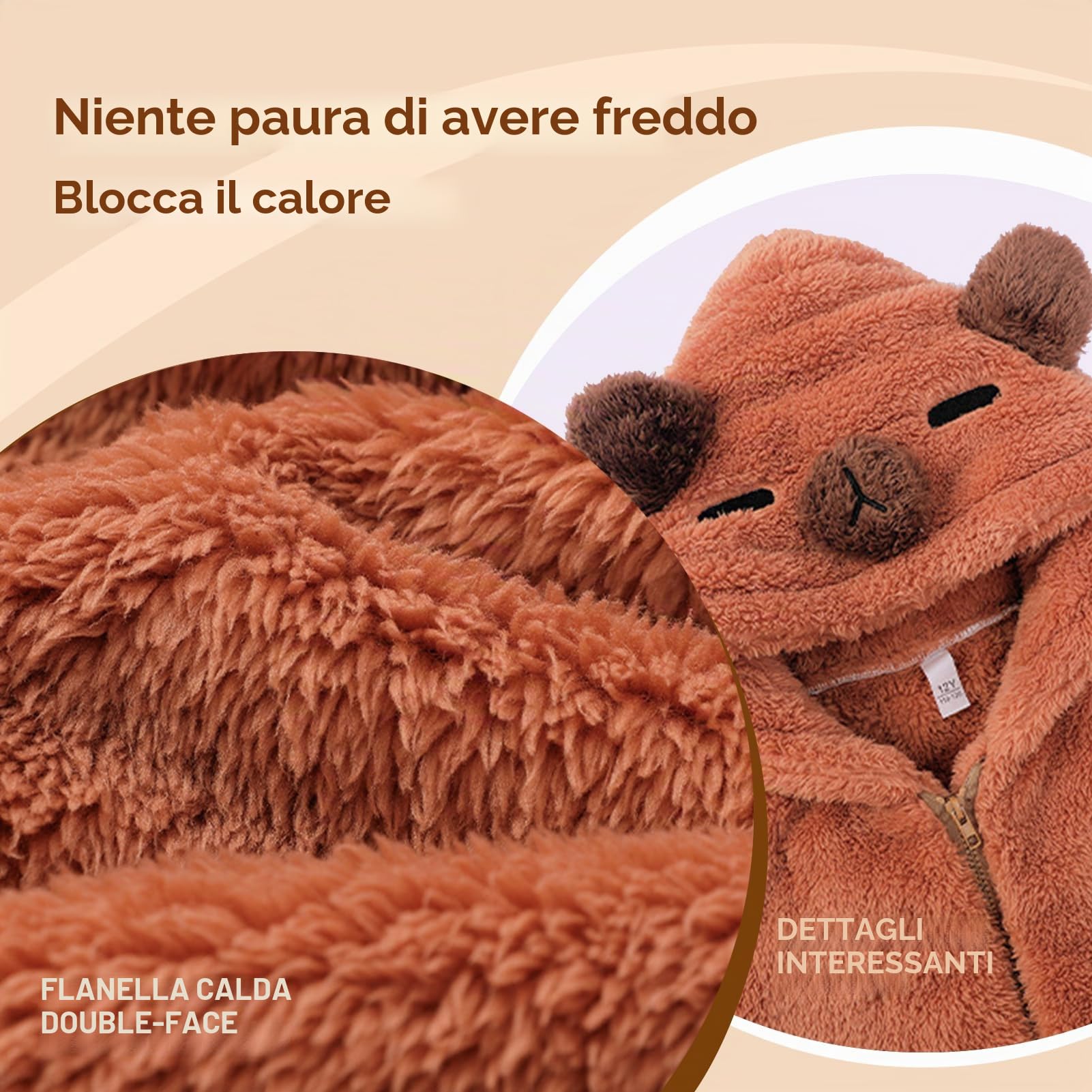Pigiama Tuta Capibara Unisex Adulto Animale Onesie Cosplay Halloween Carnevale Costume Donna Pigiama Costume Animale Inverno