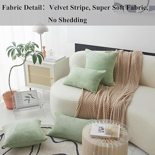 Vista 104 de Home Brilliant - Juego de 2 fundas de almohada de 24 x 24 pulgadas / 61 x 61 cm., de terciopelo de pana a rayas, cojín cuadrado decorativo, funda