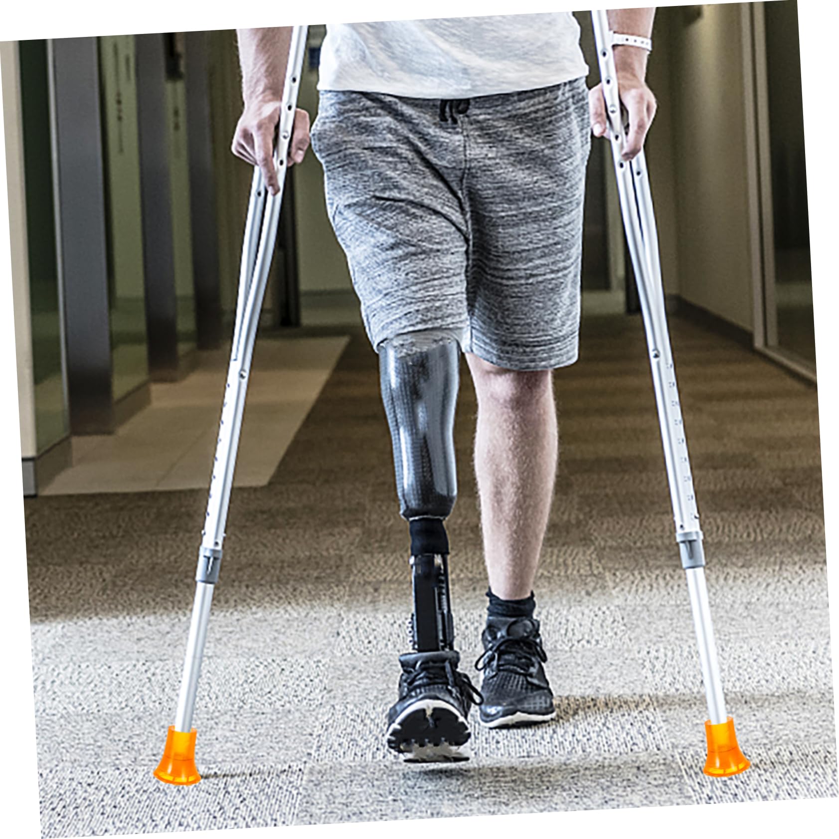 NOLITOY 4pcs Crutch Pads Walking Stick Foot Pads Trekking Poles Anti-Skid Tip Replacement Cane Tips Walking Pole Tips Replacement Crutch Feet Sleeves Climbing Cane Foot Cover PVC Orange