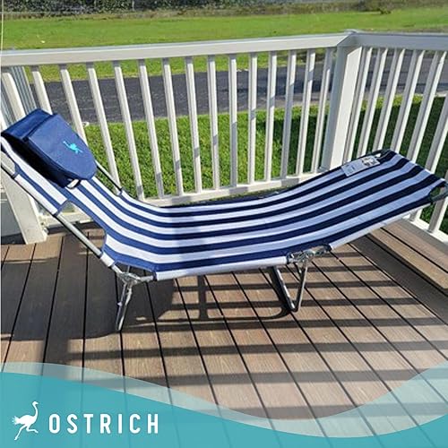 Miniatura 46 de Ostrich - Silla tumbona de playa para adultos con orificio para la cara, versátil, plegable, para piscina exterior, tomar el sol y leer en el Azul