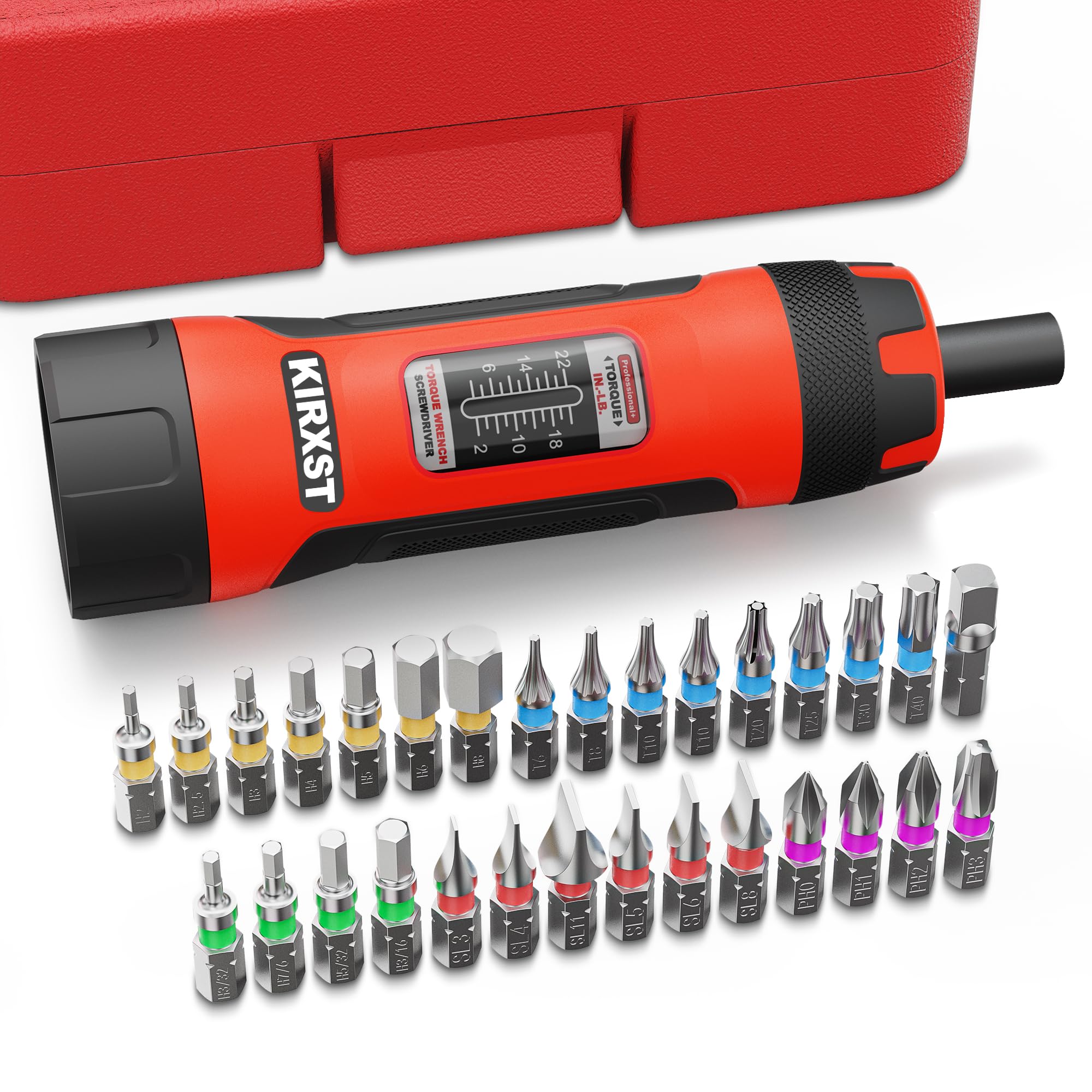 31 PCS 1/4" Drive Torque Screwdriver, 2-22 Inch Pounds Torque Screwdriver Set with S2 Bit…