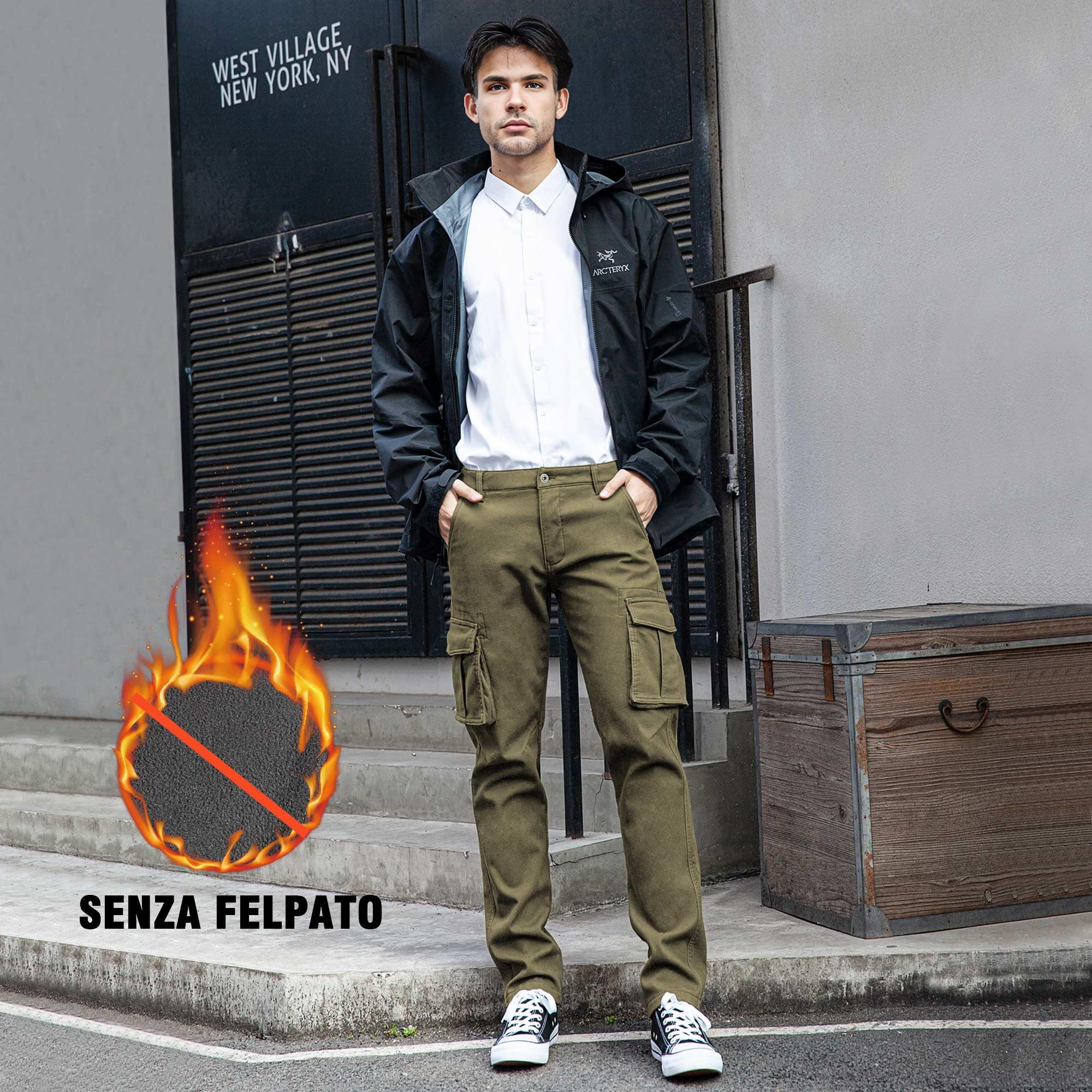 RE&X JEANS COUTURE Pantaloni Cargo Uomo Pantaloni da Lavoro Uomo Cargo Moto Invernali Impermeabili Uomo Pantaloni