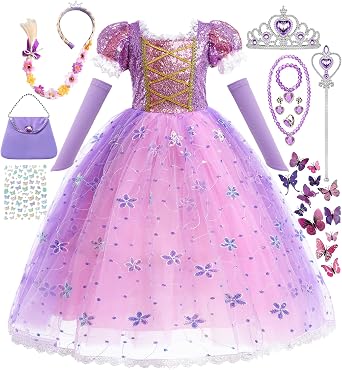 Purple Dress for Girls Princess Costume Toddler Dress up Clothes for Halloween Birthday Party