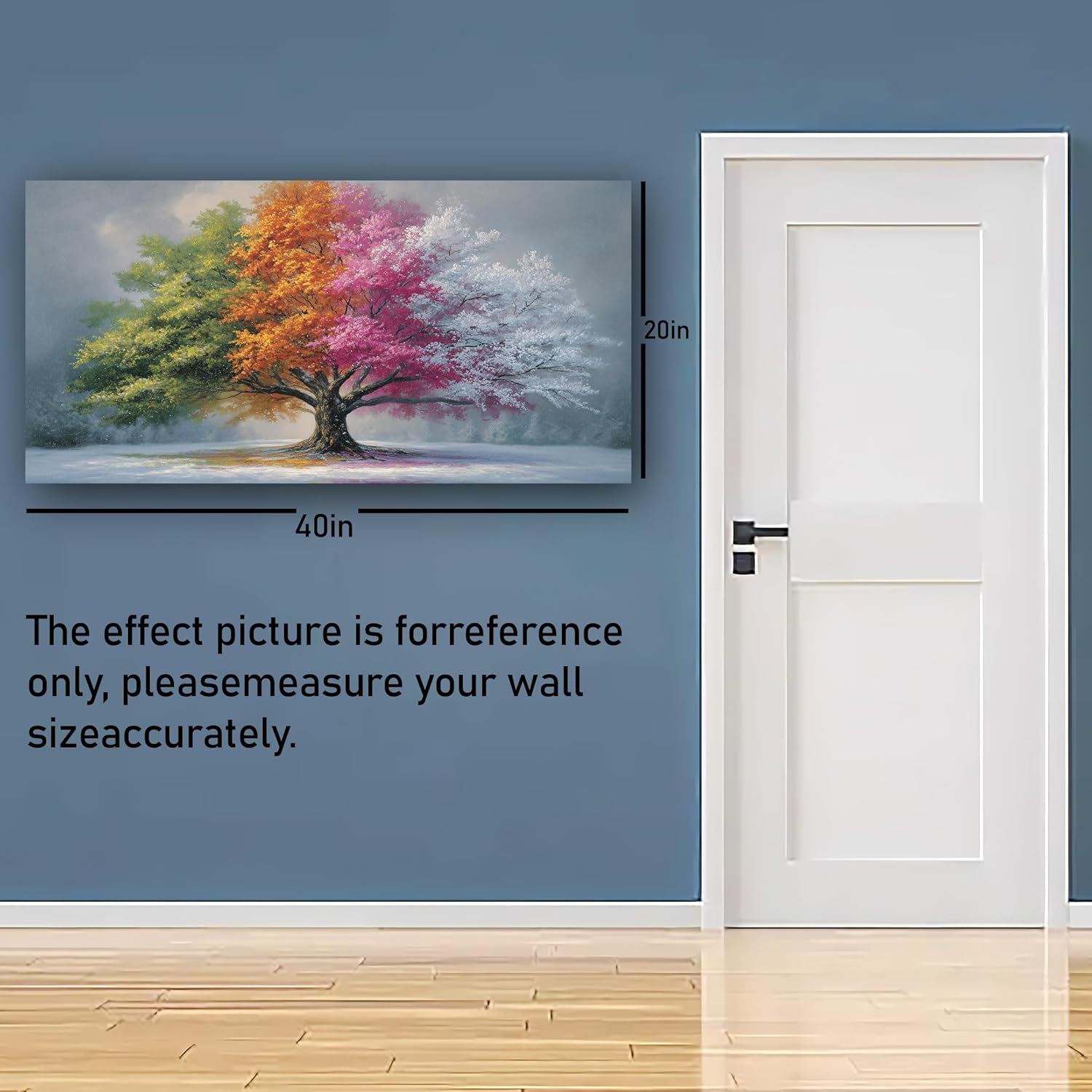 Abstract Four Seasons Tree Picture Print Canvas Wall Art Living Room Dining Room Office Study Bedroom Wall Decor Wall Art Prints Modern Style Artwork Waterproof Ready to Hang - 20x40 Inch