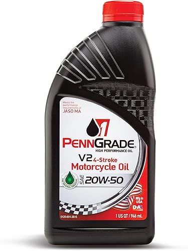 PENN GRADE 1 71576, V2 Aceite para motocicleta de 4 tiempos SAE 20W-50, 12 cuartos de galón