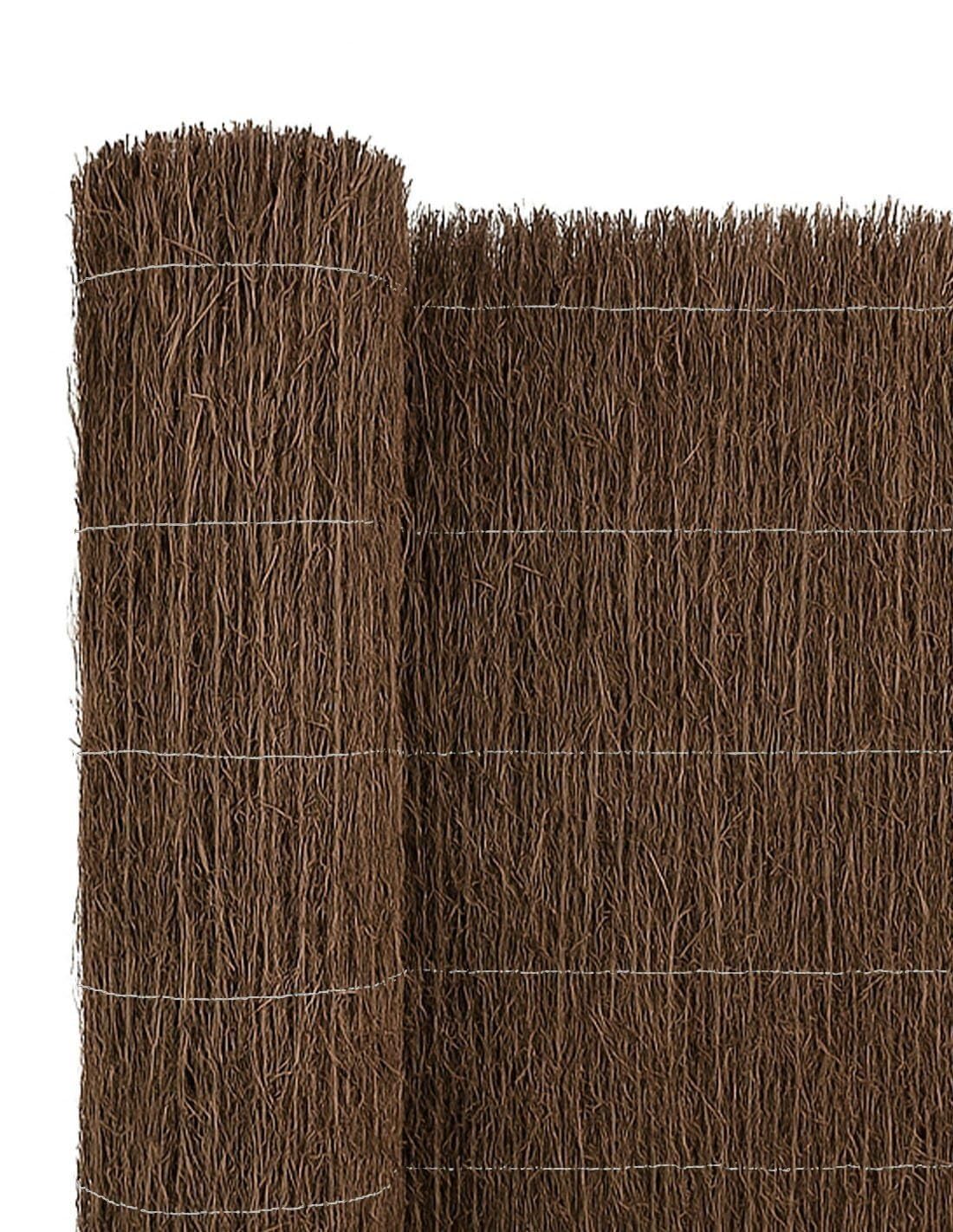 JARDIN202 - Cerramiento de Brezo Natural Alta Densidad 1800g/​m² Ocultación 80% para Jardín, Terraza o Balcón, Cosido con Alambre Galvanizado | 1,​5x5m