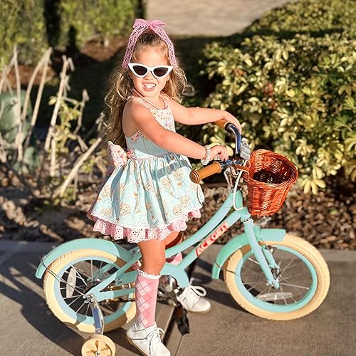 Miniatura 5 de ACEGER Bicicleta para niñas con canasta, bicicleta para niños de 3 a 13 años, incluye freno de posavasos y freno de pinza, 14, 16, 18 pulgadas, con
