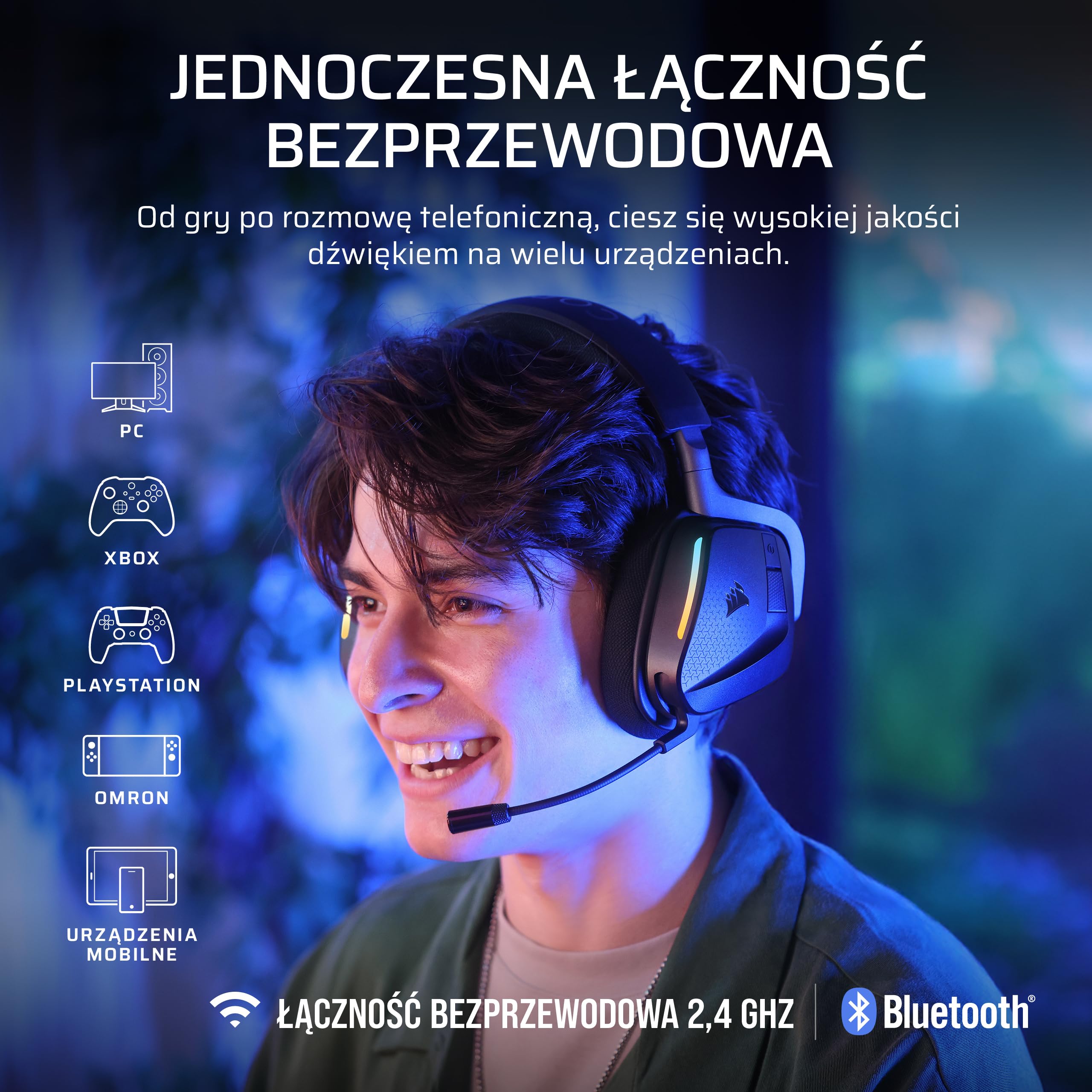 CORSAIR VOID v2 MAX Wireless zestaw słuchawkowy Bluetooth do konsoli Xbox – 2,4 GHz Bezprzewodowy, Dolby Atmos, 70 godzin pracy baterii, szybkie ładowanie, krystalicznie czysty mikrofon, sterowanie na