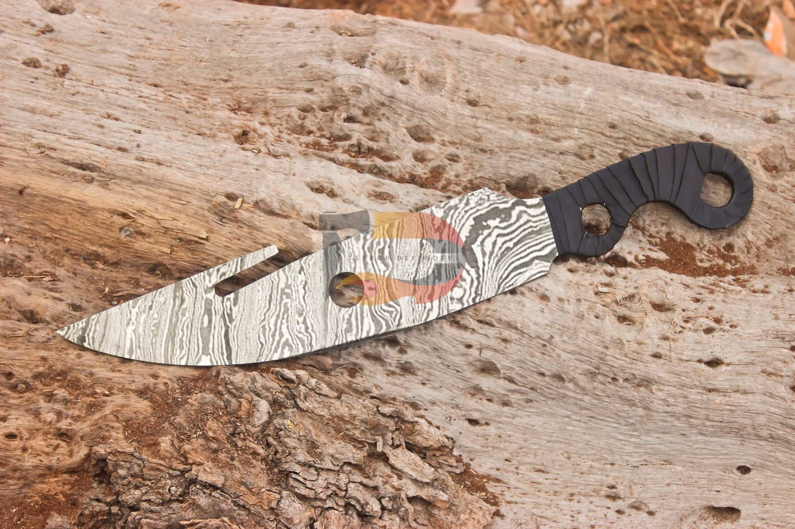 Generic Damascus Hunter Knife Destiny Forged BLOSSOM Pattern Steel Replica Knife