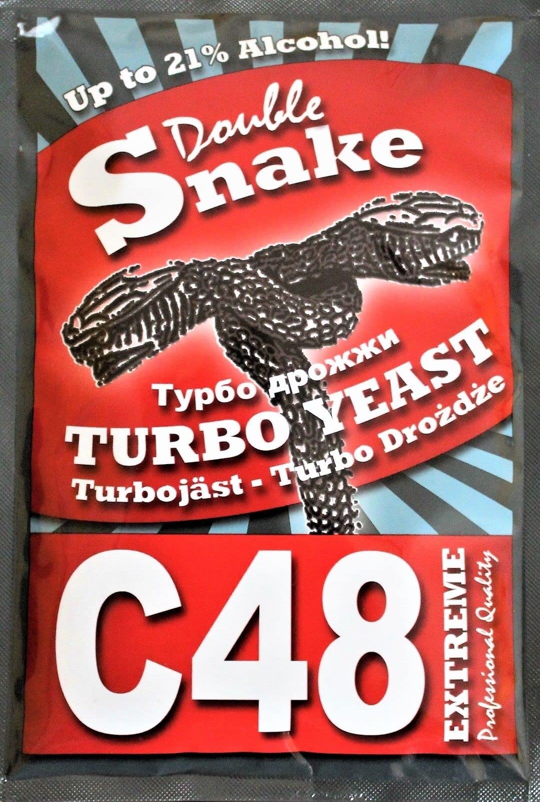 HUGBERT Turbohefe Double Snake C48 Vodka Alkohol Hefe Weinhefe 21%+GRATIS, 10 Stück