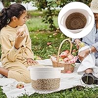 Vista 8 de NUOBESTY Cesta de almacenamiento tejida Soporte de almacenamiento para niños Contenedor tejido de juguete para bebé, papelera para ropa sucia, cesta