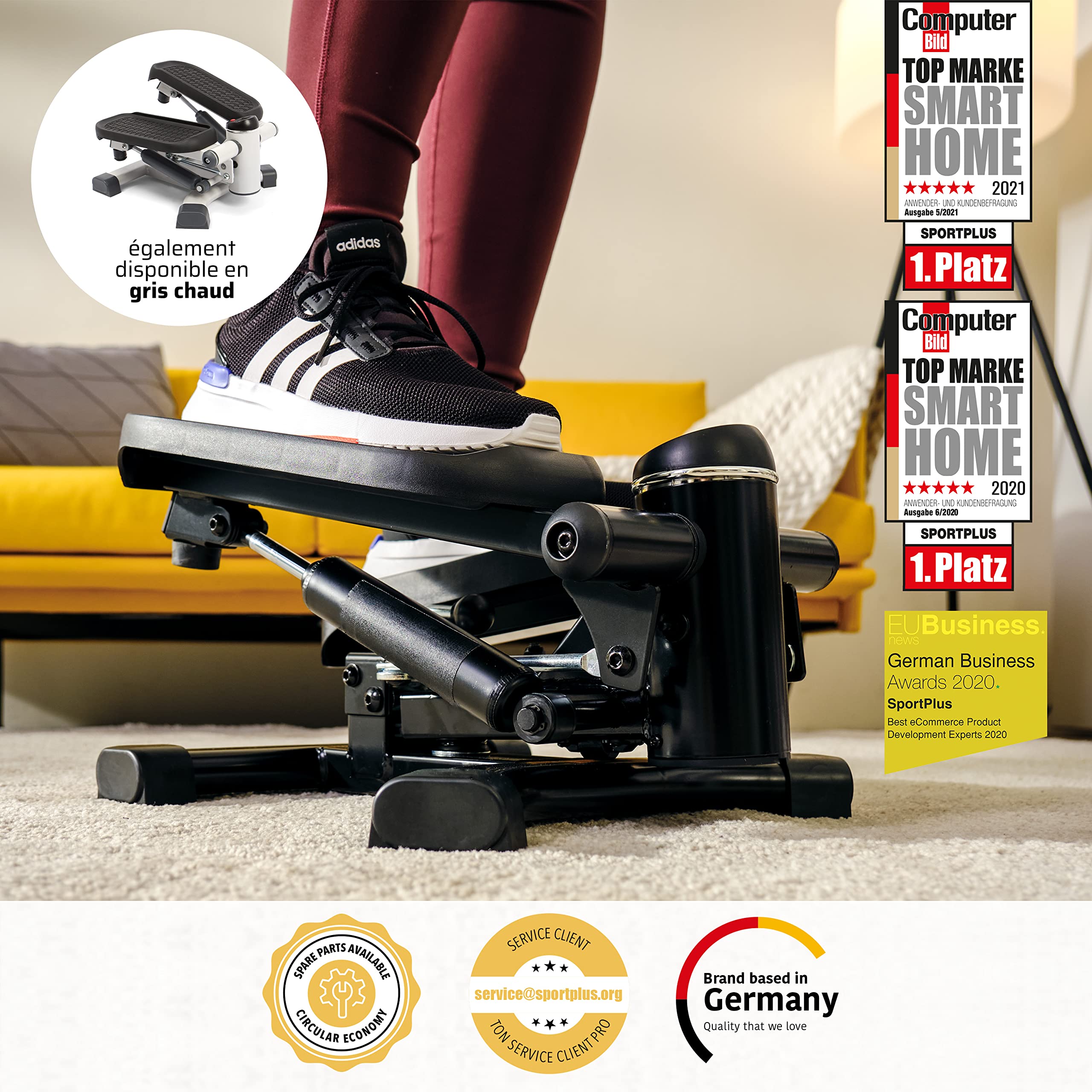 SportPlus Mini Stepper 2 en 1 avec Technologie de Commutation brevetée, Stepper Swing et Stepper Mon/Descente en Un Seul Appareil, jusqu'à 100 kg, Cylindre hydraulique sans Usure
